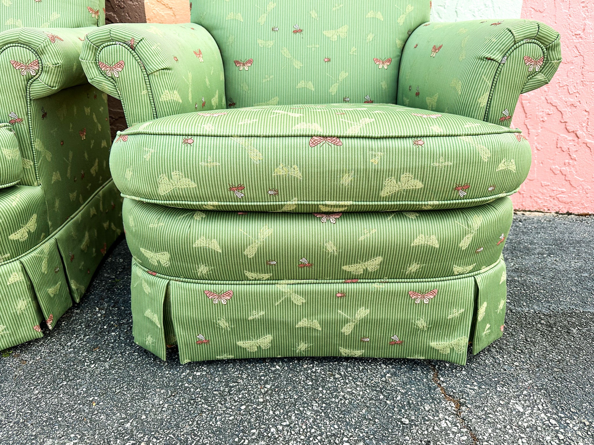 Pair of Green Butterfly Upholstered Chairs - Image 9