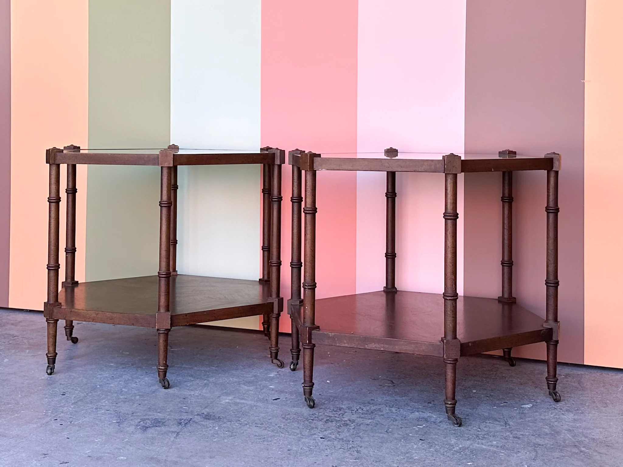 Pair of Handsome Cane Side Tables - Image 2