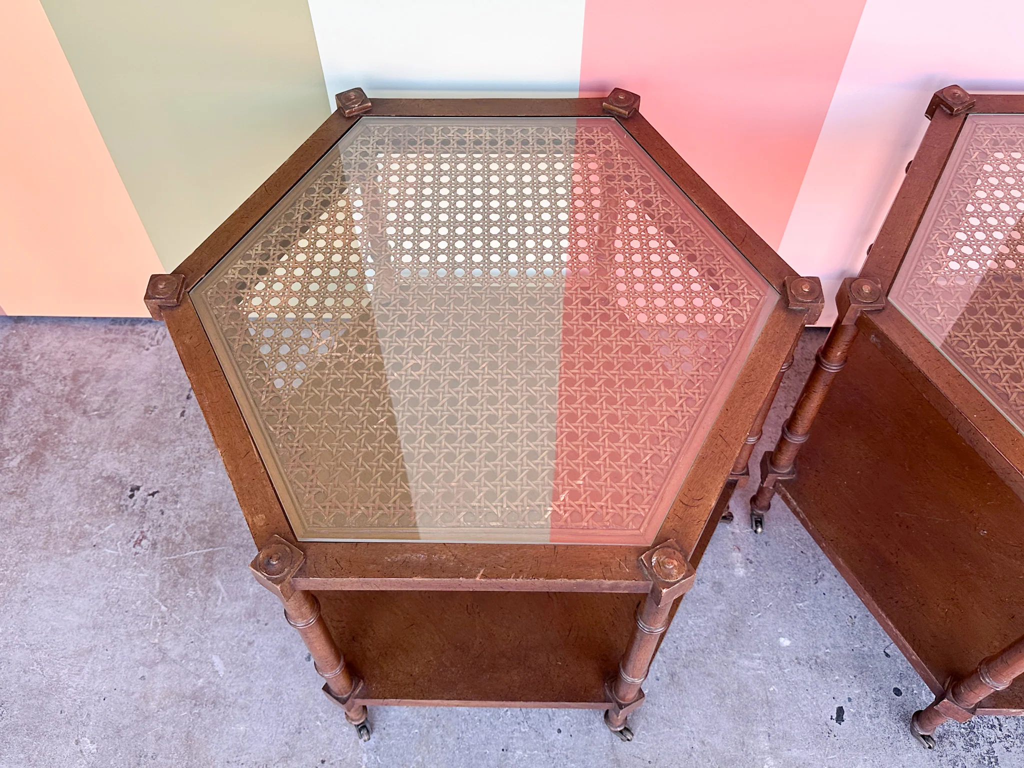 Pair of Handsome Cane Side Tables - Image 6