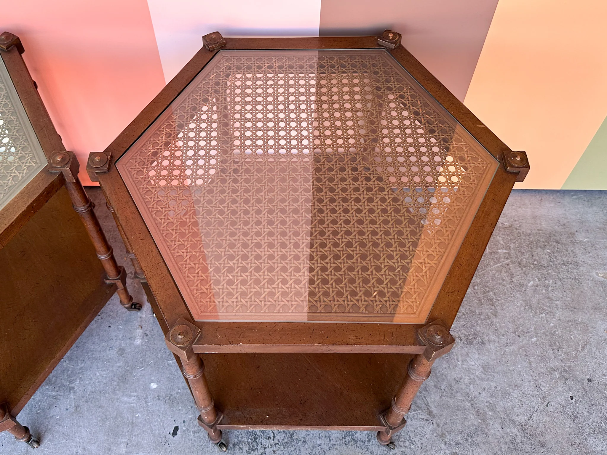 Pair of Handsome Cane Side Tables - Image 7