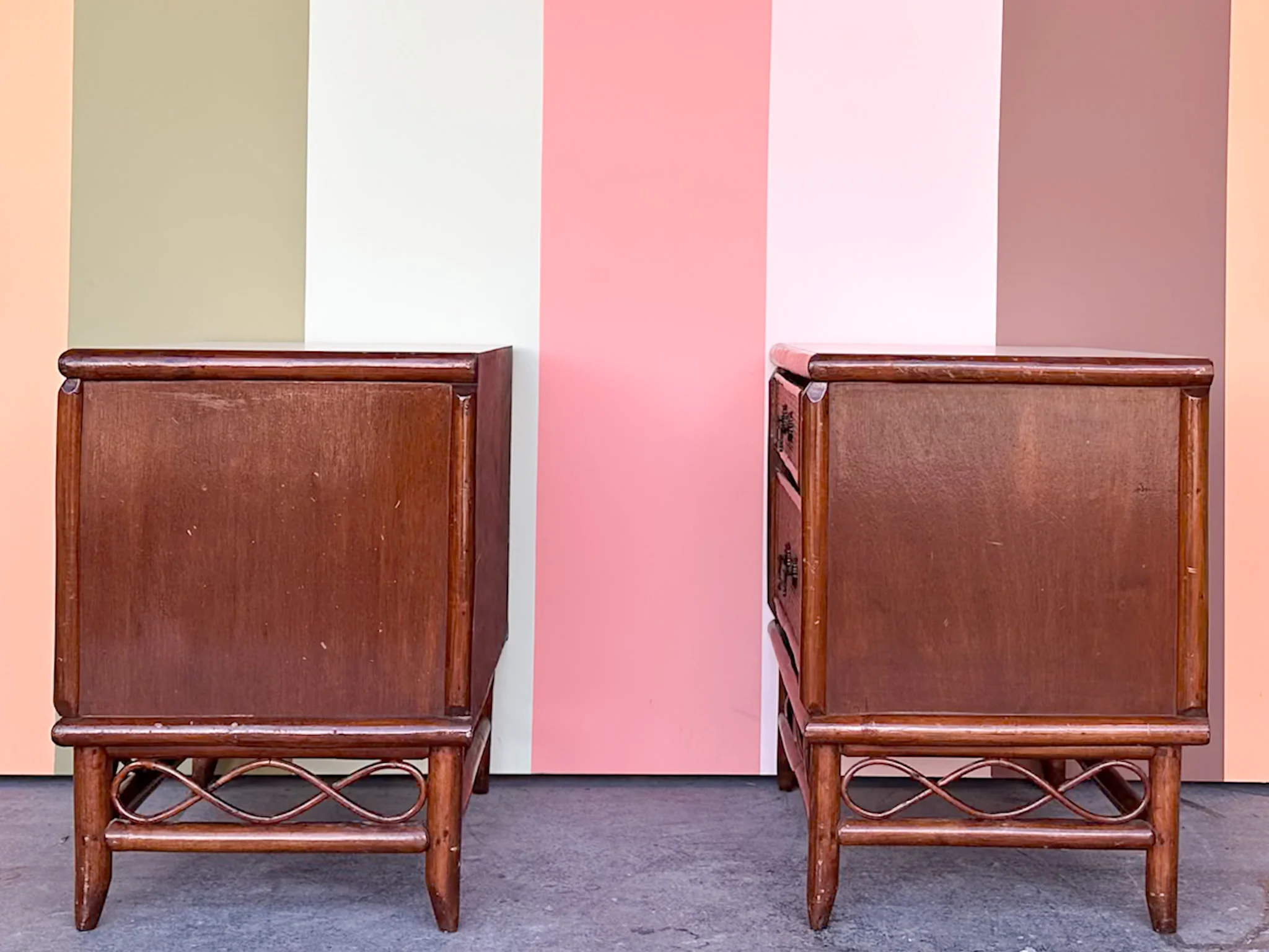 Pair of Handsome Rattan Nightstands - Image 3
