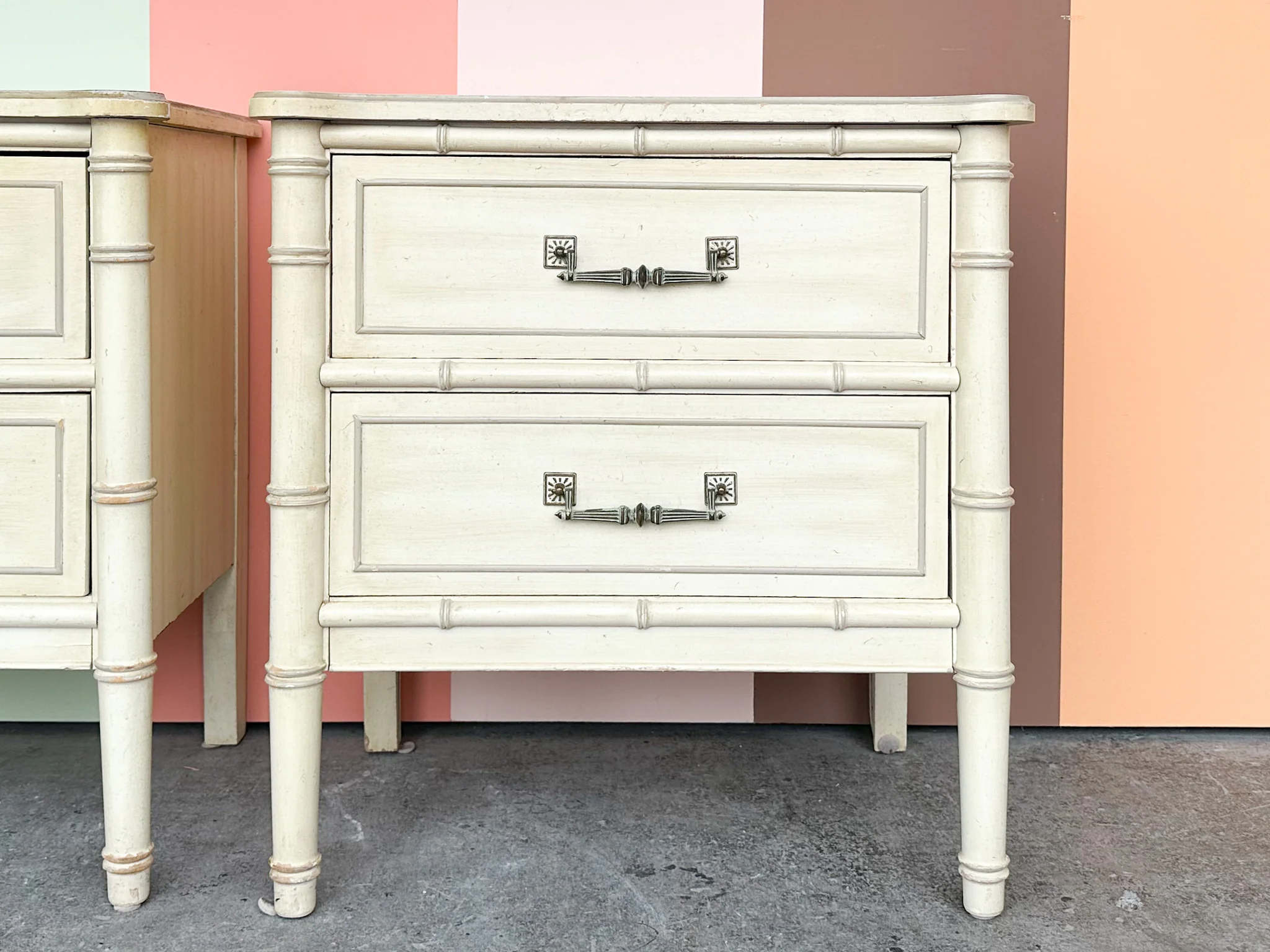 Pair of Henry Link Faux Bamboo Nightstands - Image 4