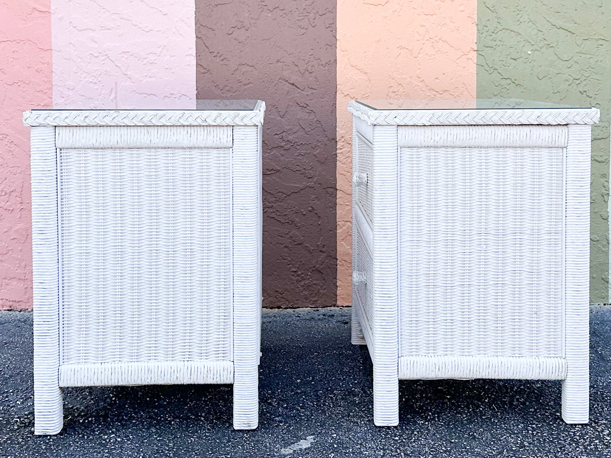 Pair of Henry Link Wicker Nightstands - Image 7