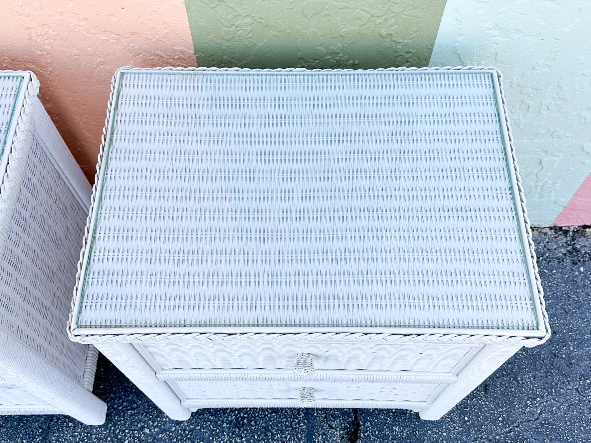Pair of Henry Link Wicker Nightstands - Image 9