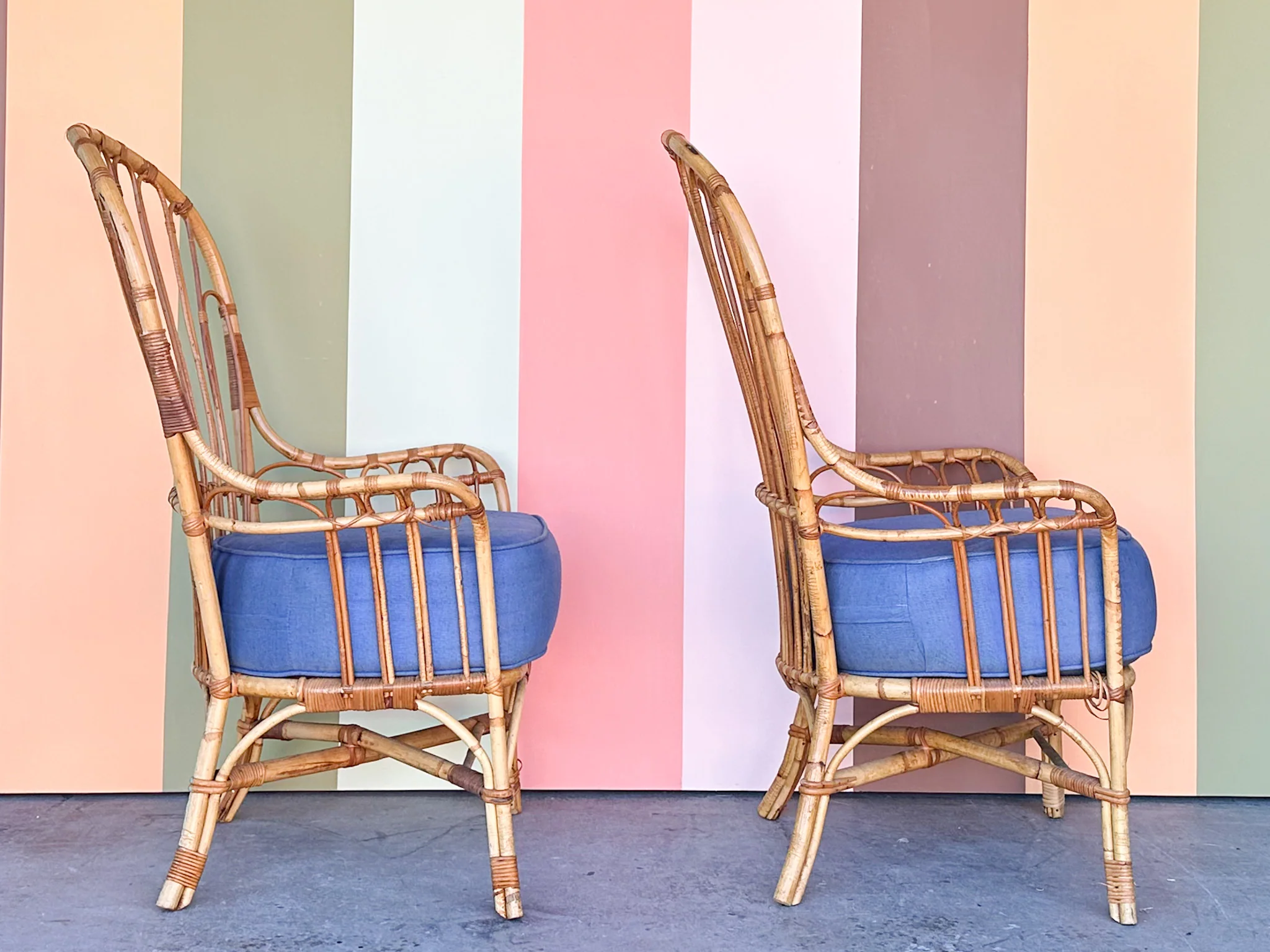 Pair of High Back Rattan Chairs - Image 4
