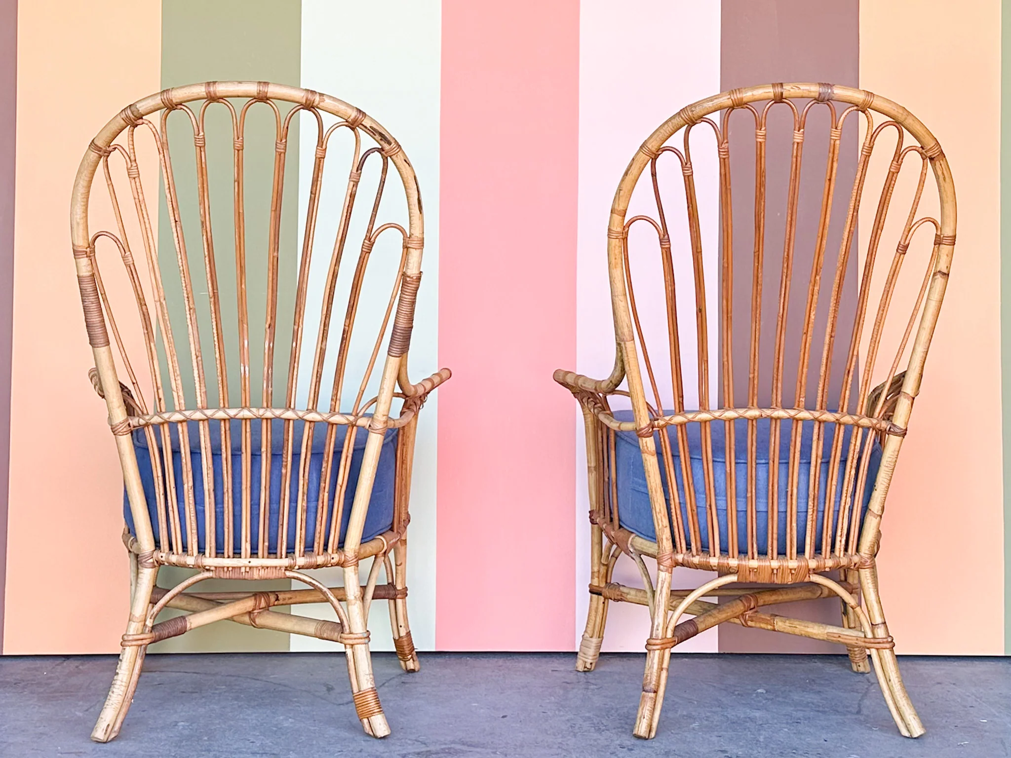 Pair of High Back Rattan Chairs - Image 5