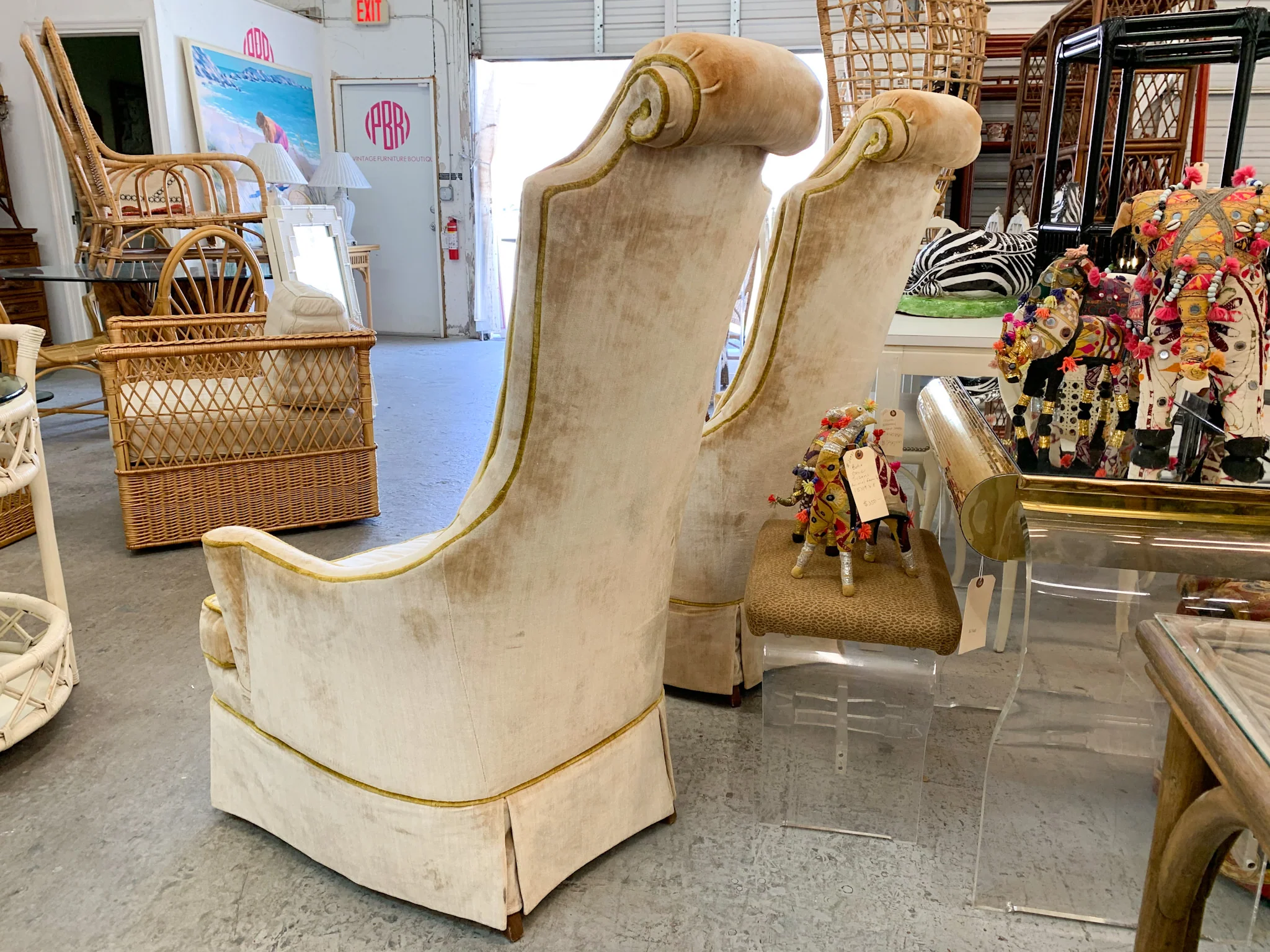 Pair of Hollywood Regency High Back Chairs - Image 3