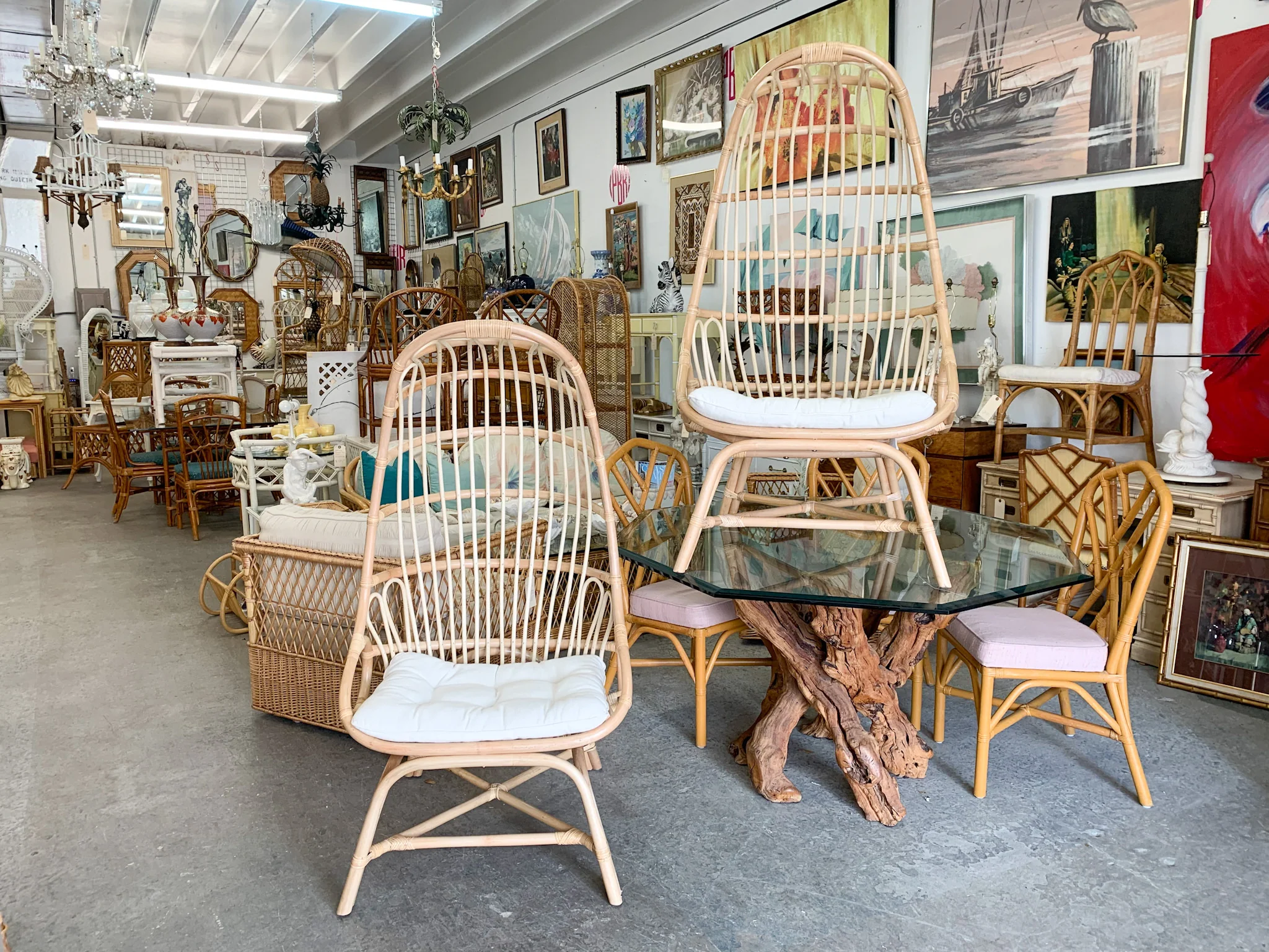 Pair of Hooded Rattan Chairs - Image 2