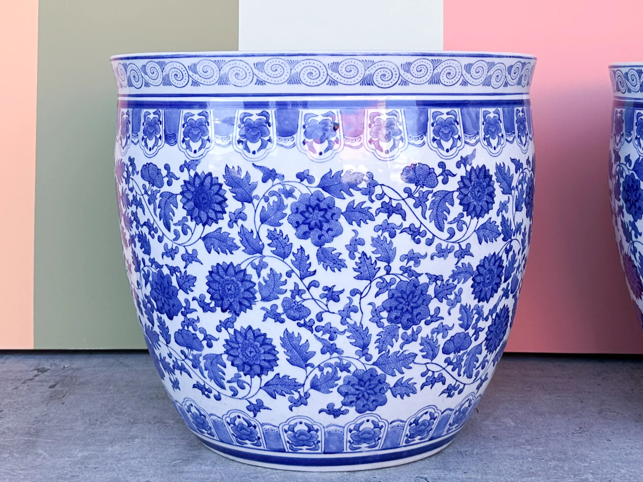 Pair of Huge Blue and White Cachepots - Image 5