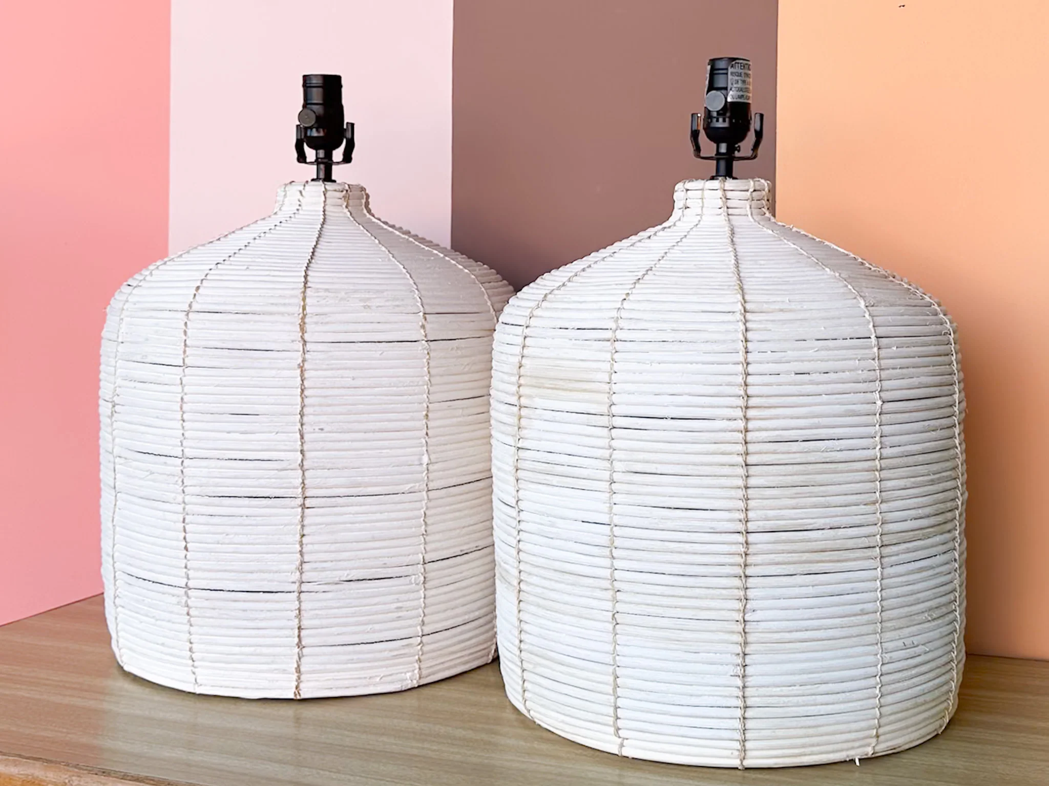 Pair of Island Chic Pencil Reed Rattan Lamps - Image 2