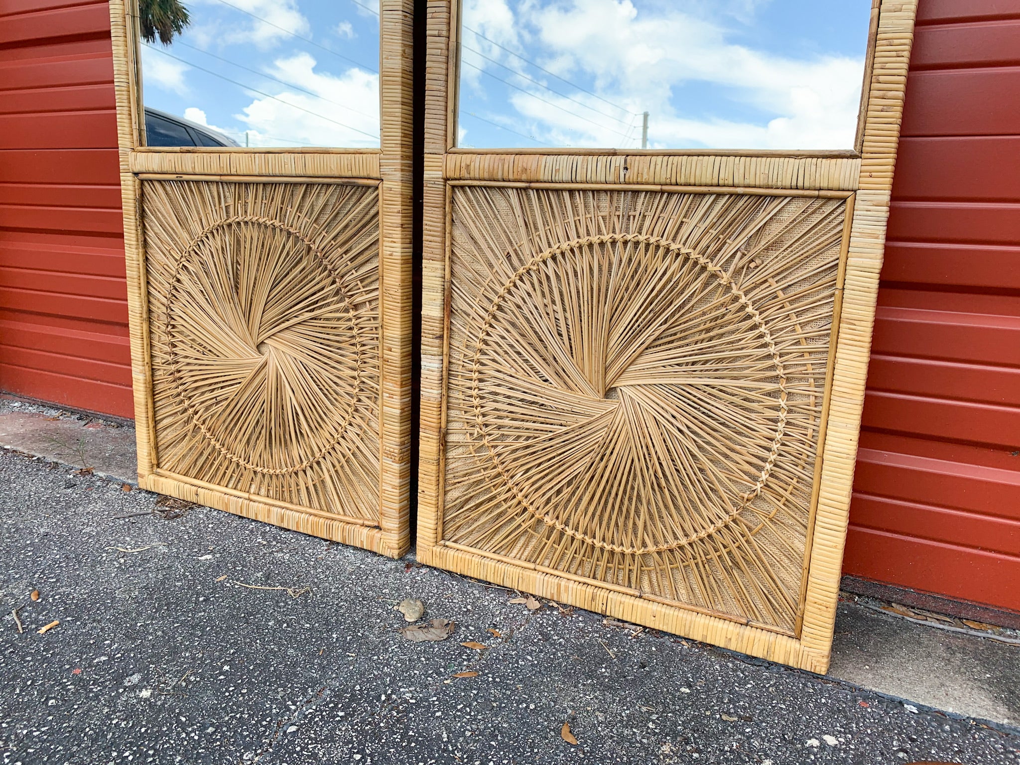 Pair of Island Chic Rattan Medallion Mirrors - Image 5