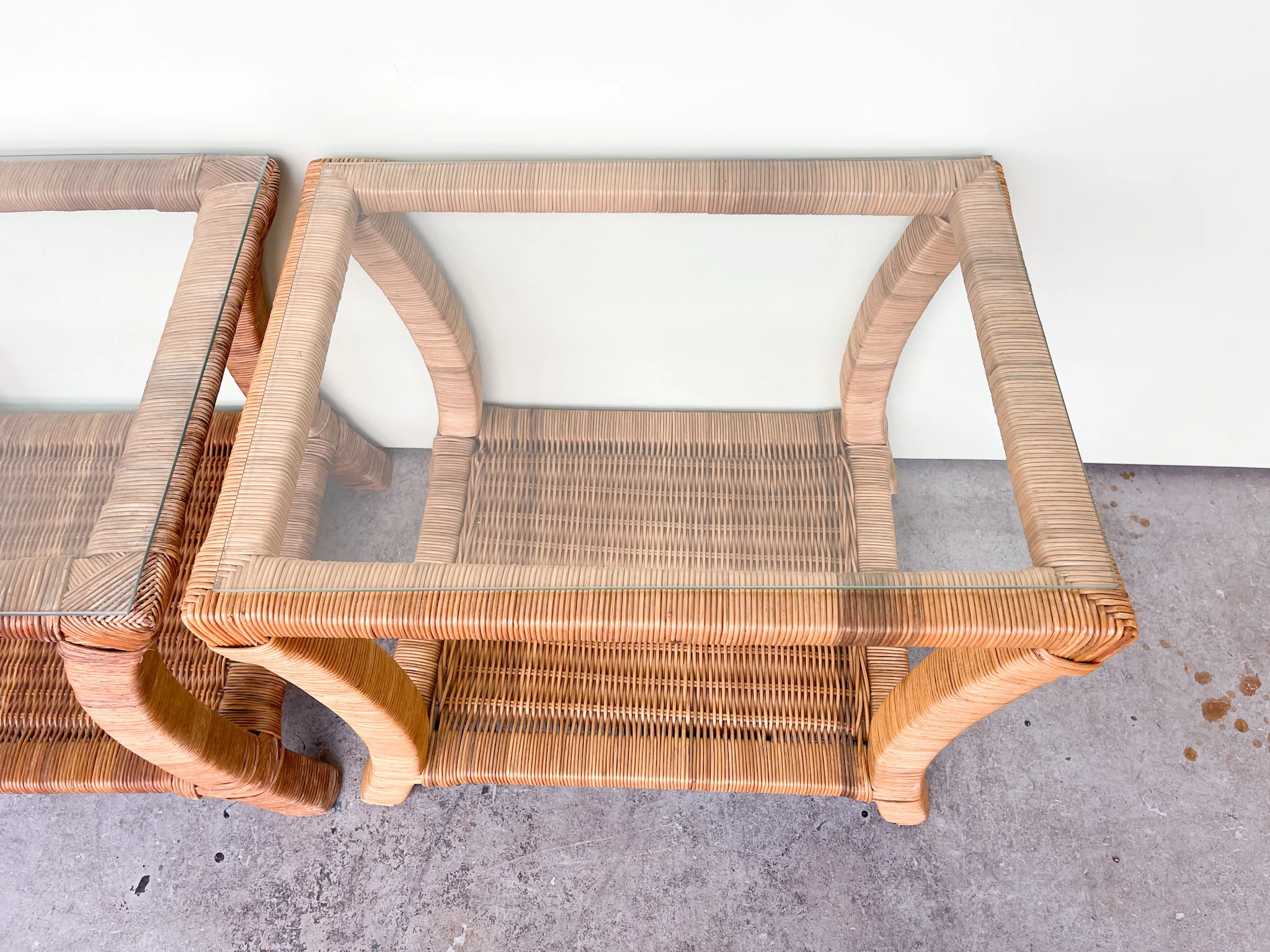Pair of Island Chic Rattan Side Tables - Image 5