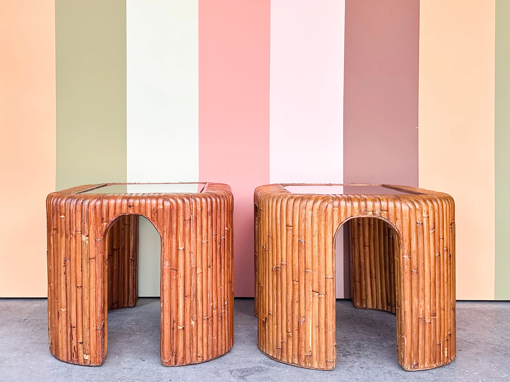 Pair of Island Style Bamboo Side Tables - Image 10