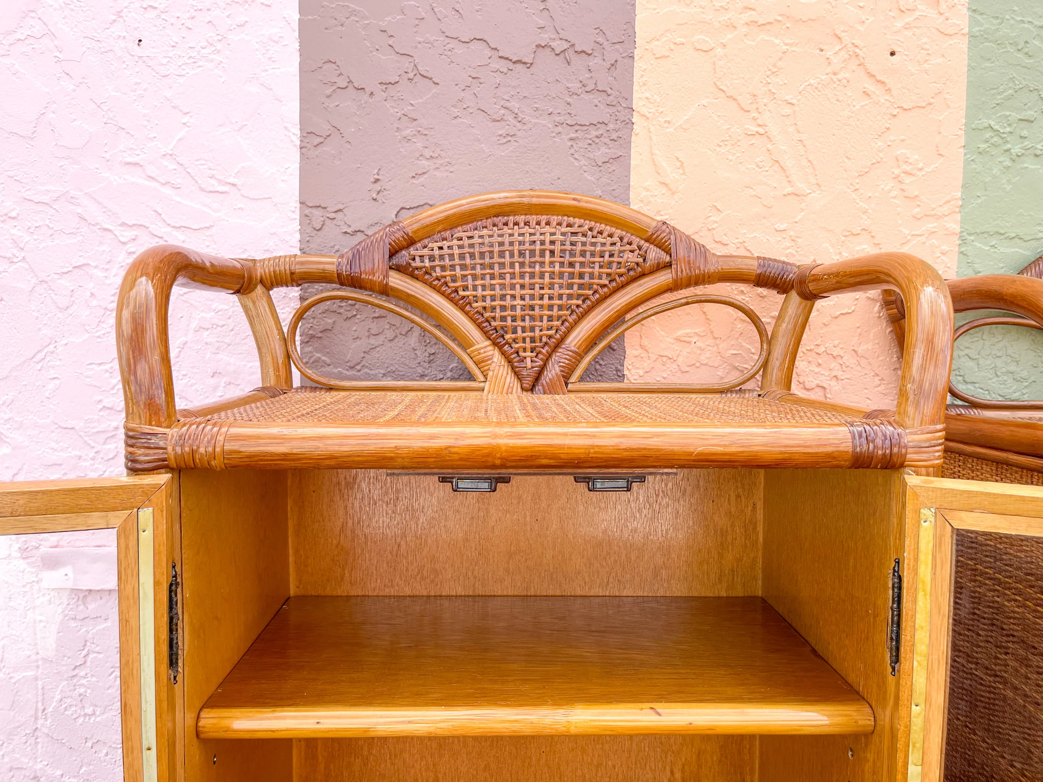 Pair of Island Style Rattan and Seagrass Cabinets - Image 5