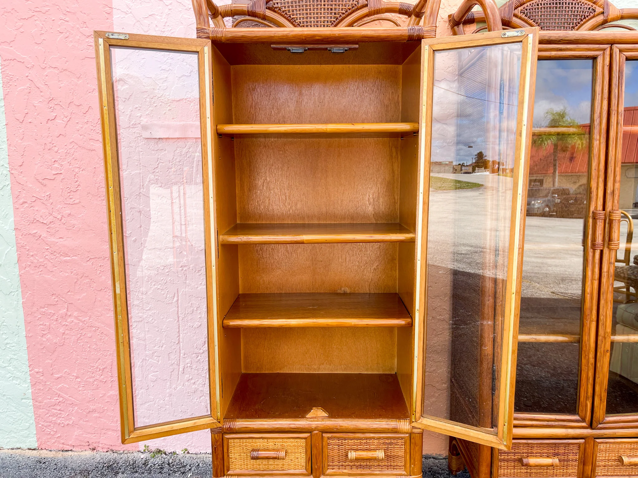 Pair of Island Style Rattan and Seagrass Cabinets - Image 6