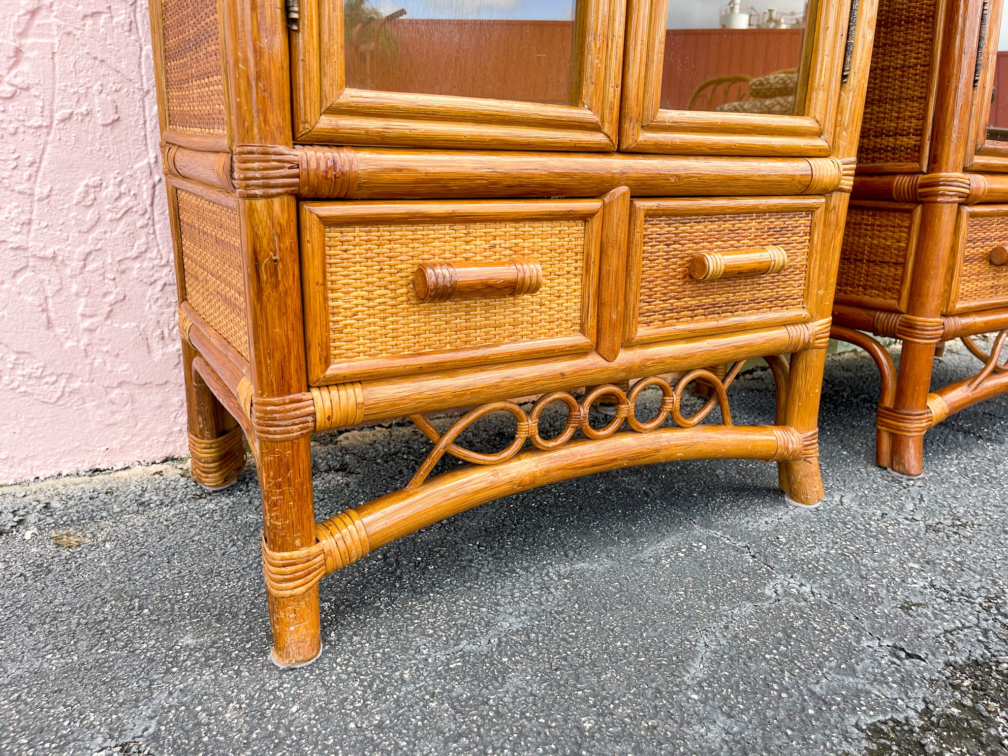 Pair of Island Style Rattan and Seagrass Cabinets - Image 9