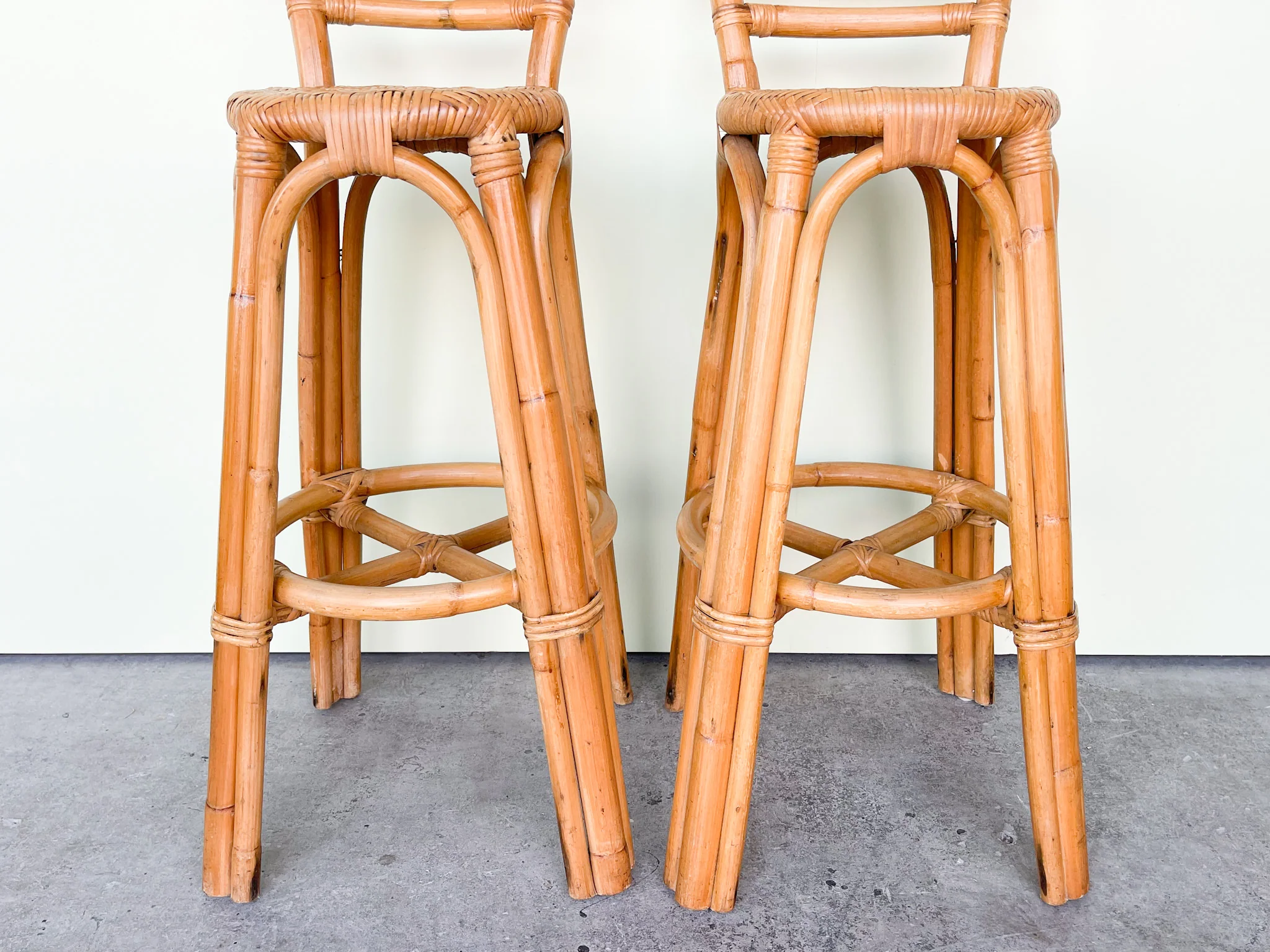 Pair of Island Style Rattan Bar Stools - Image 4