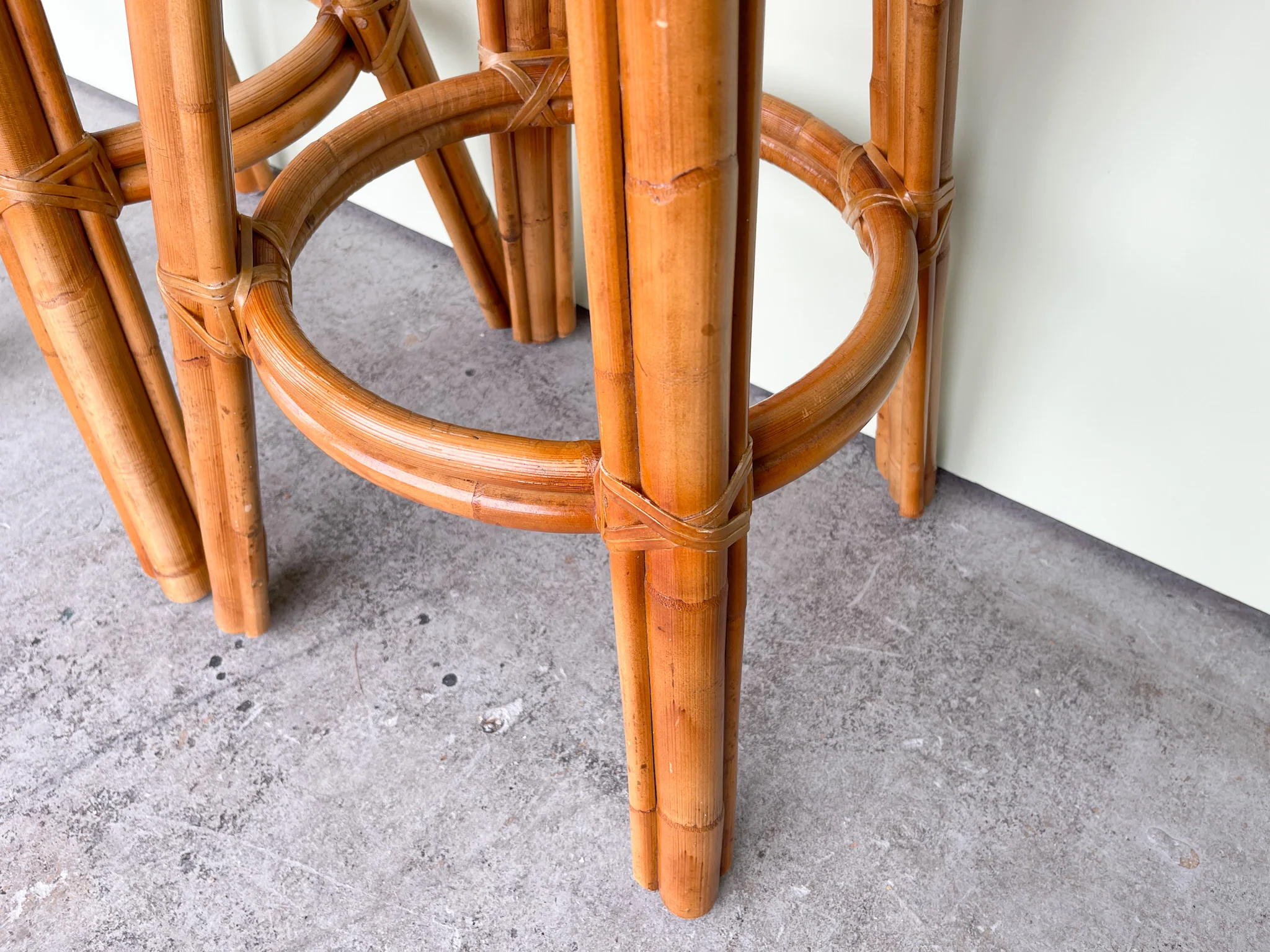 Pair of Island Style Rattan Bar Stools - Image 7