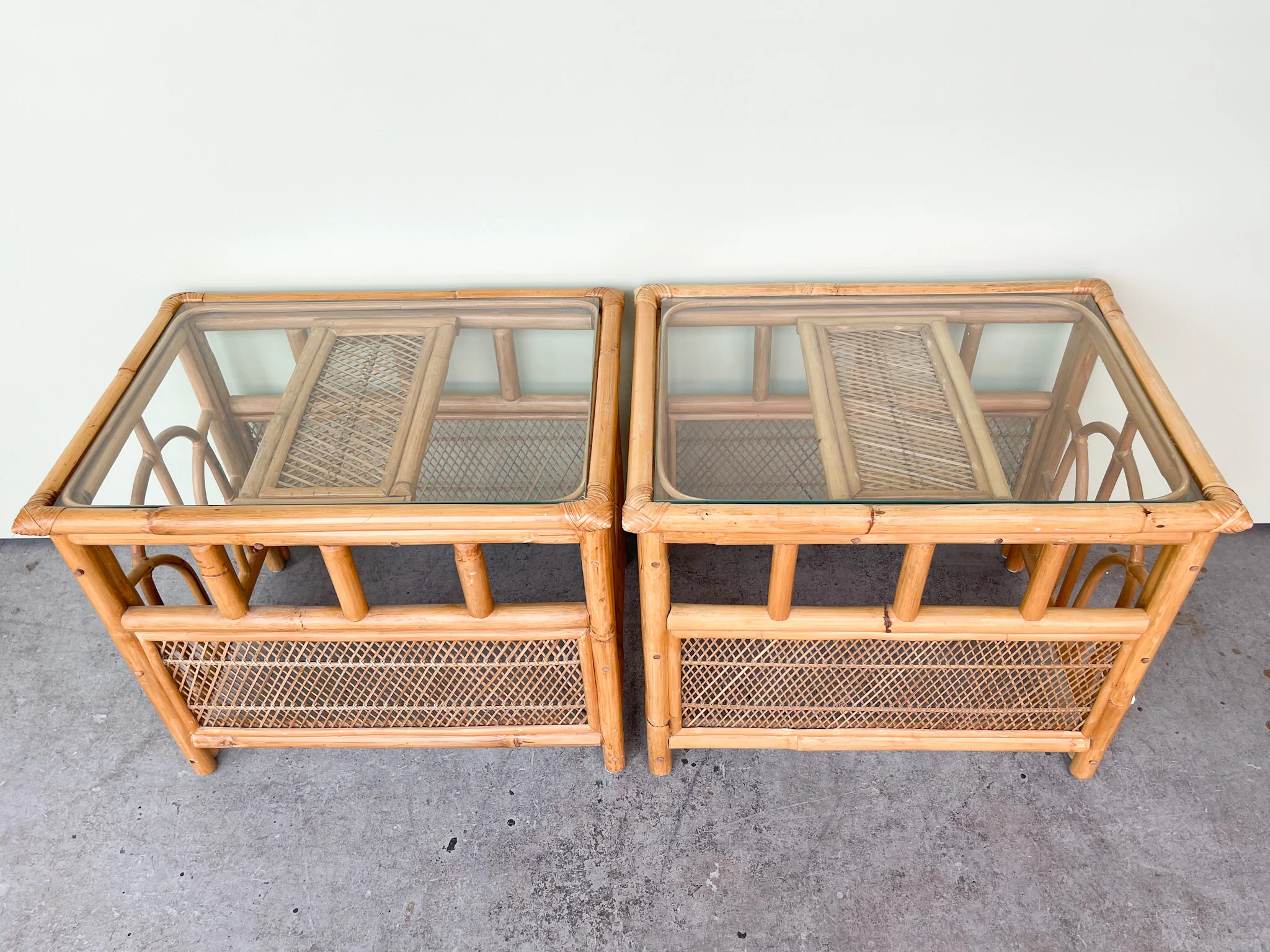 Pair of Island Style Rattan Side Tables - Image 2
