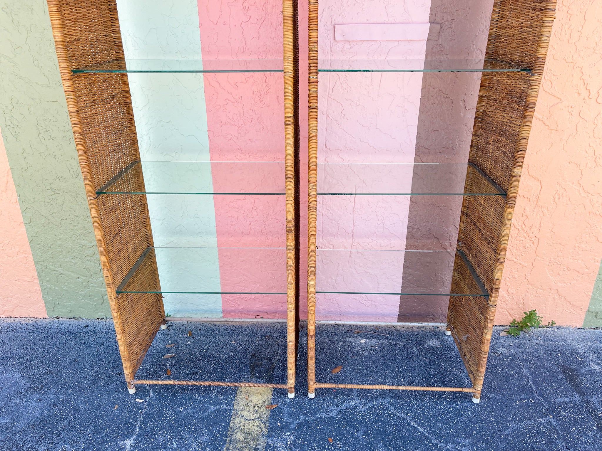 Pair of Island Style Wicker Etageres - Image 4
