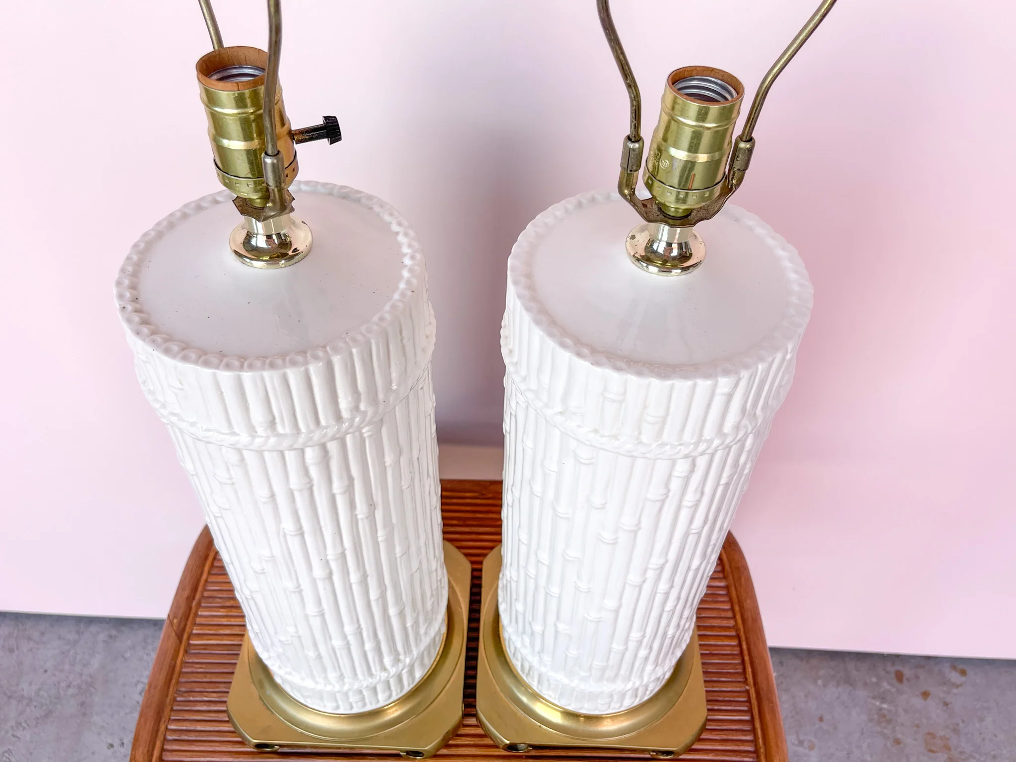 Pair of Italian Faux Bamboo Lamps - Image 2