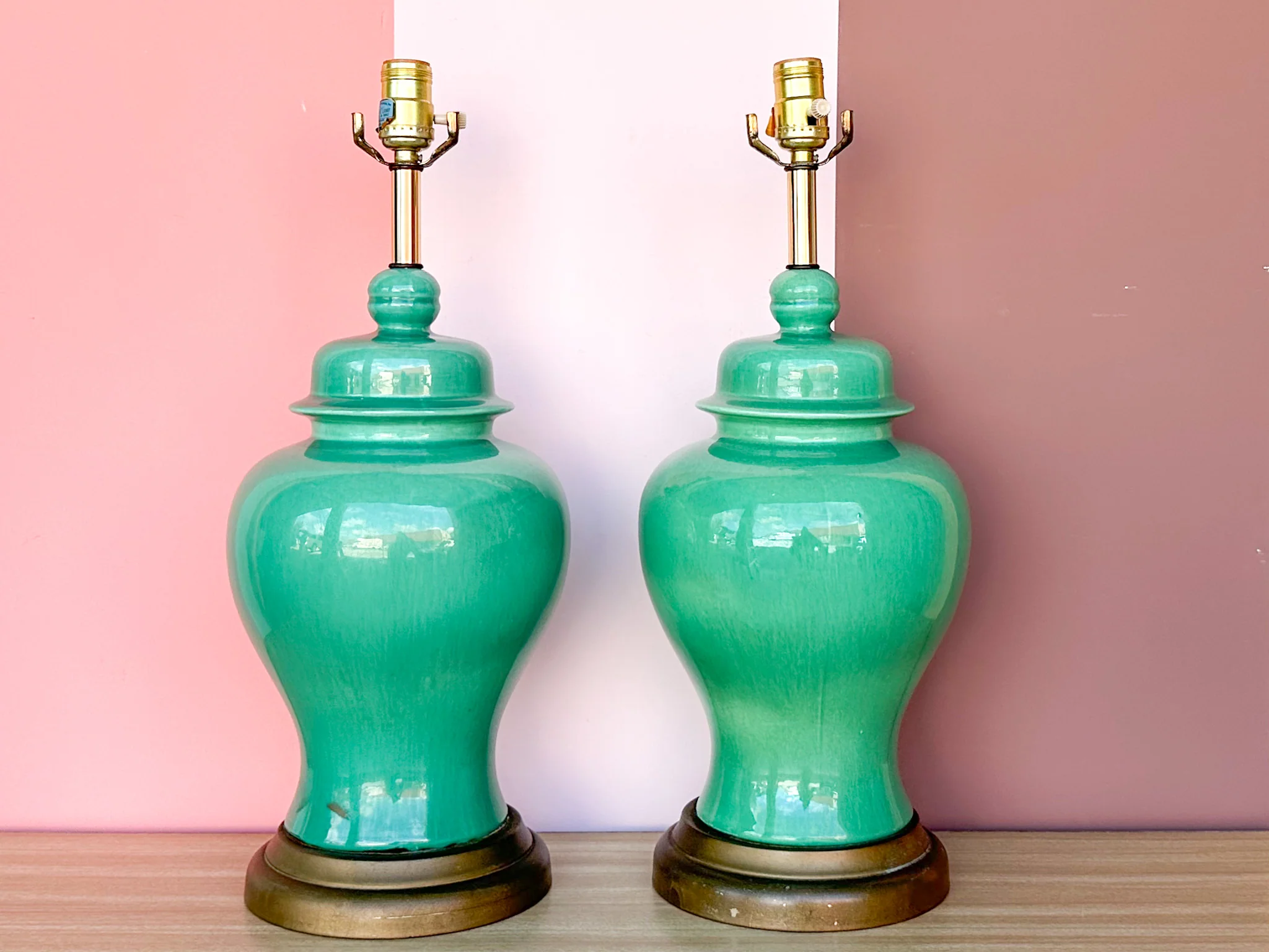 Pair of Jade Green Ginger Jar Lamps - Image 2