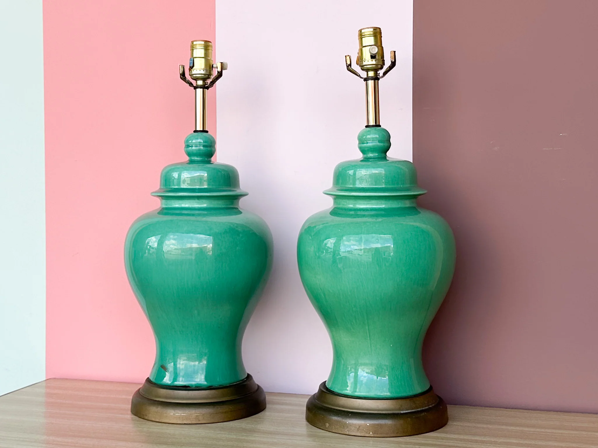 Pair of Jade Green Ginger Jar Lamps - Image 4