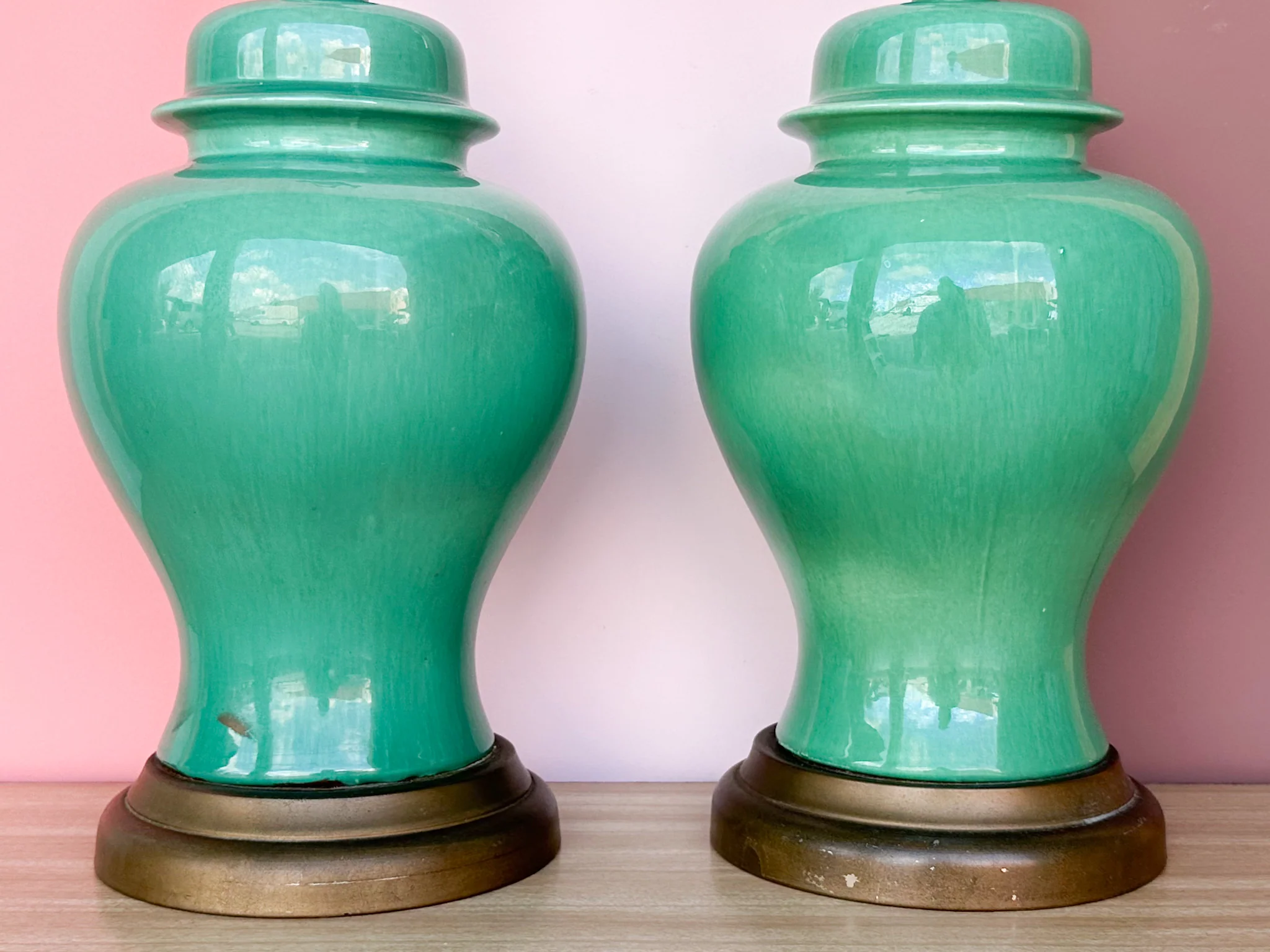 Pair of Jade Green Ginger Jar Lamps - Image 5