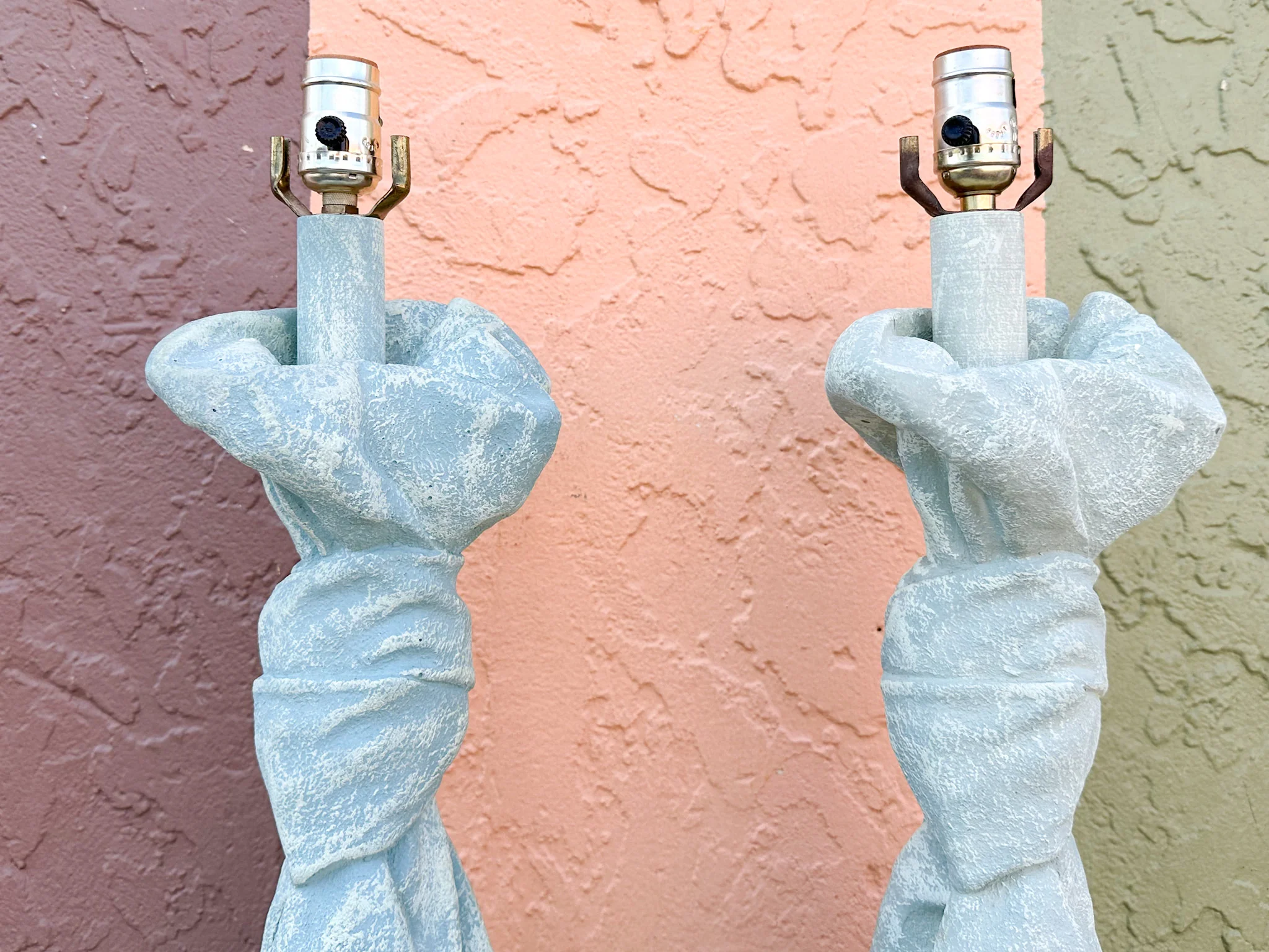 Pair of John Dickinson Style Draped Plaster Lamps - Image 8