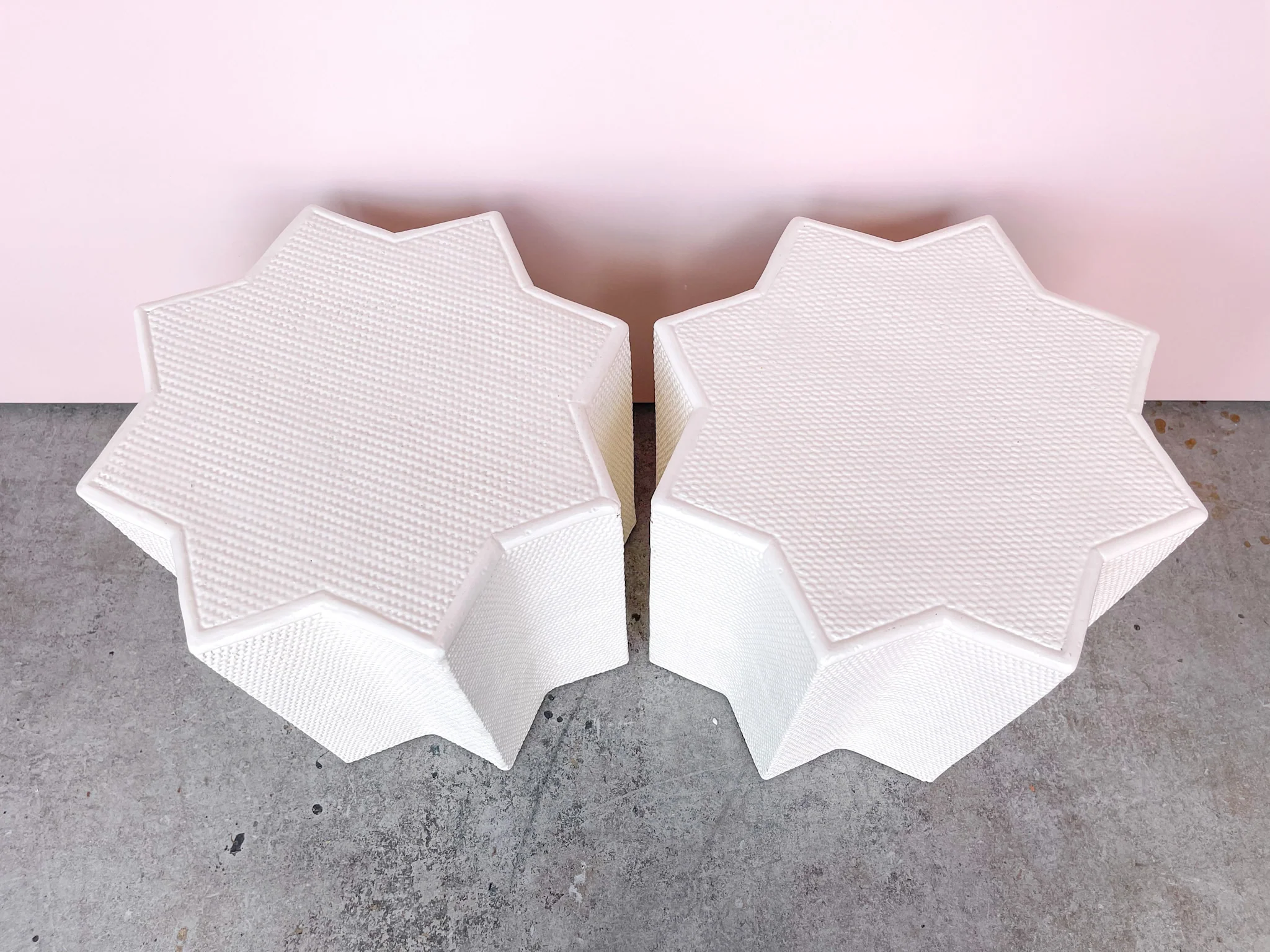 Pair of Lacquered Seagrass Star Stools - Image 3