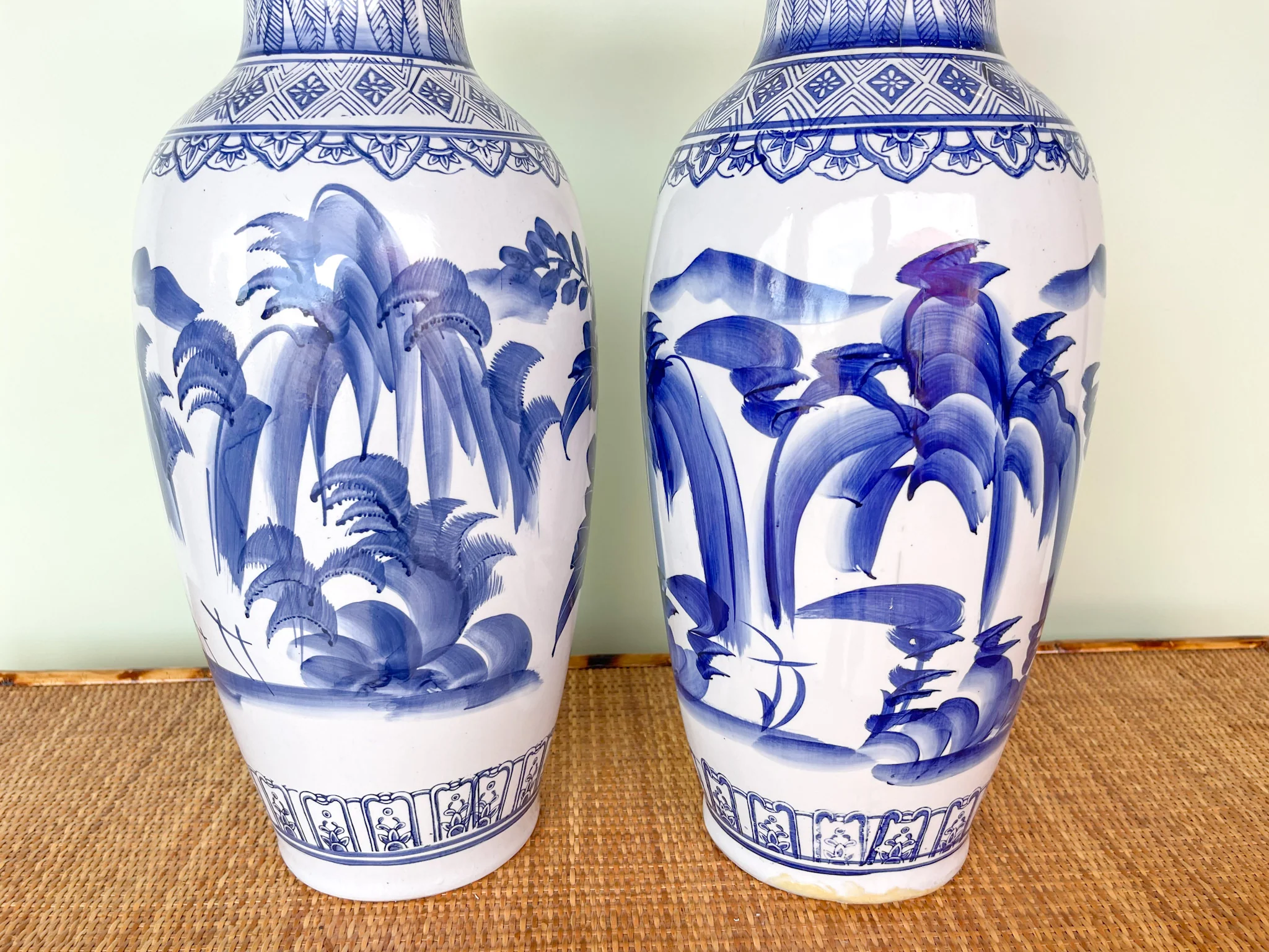 Pair of Large Blue and White Vases - Image 4