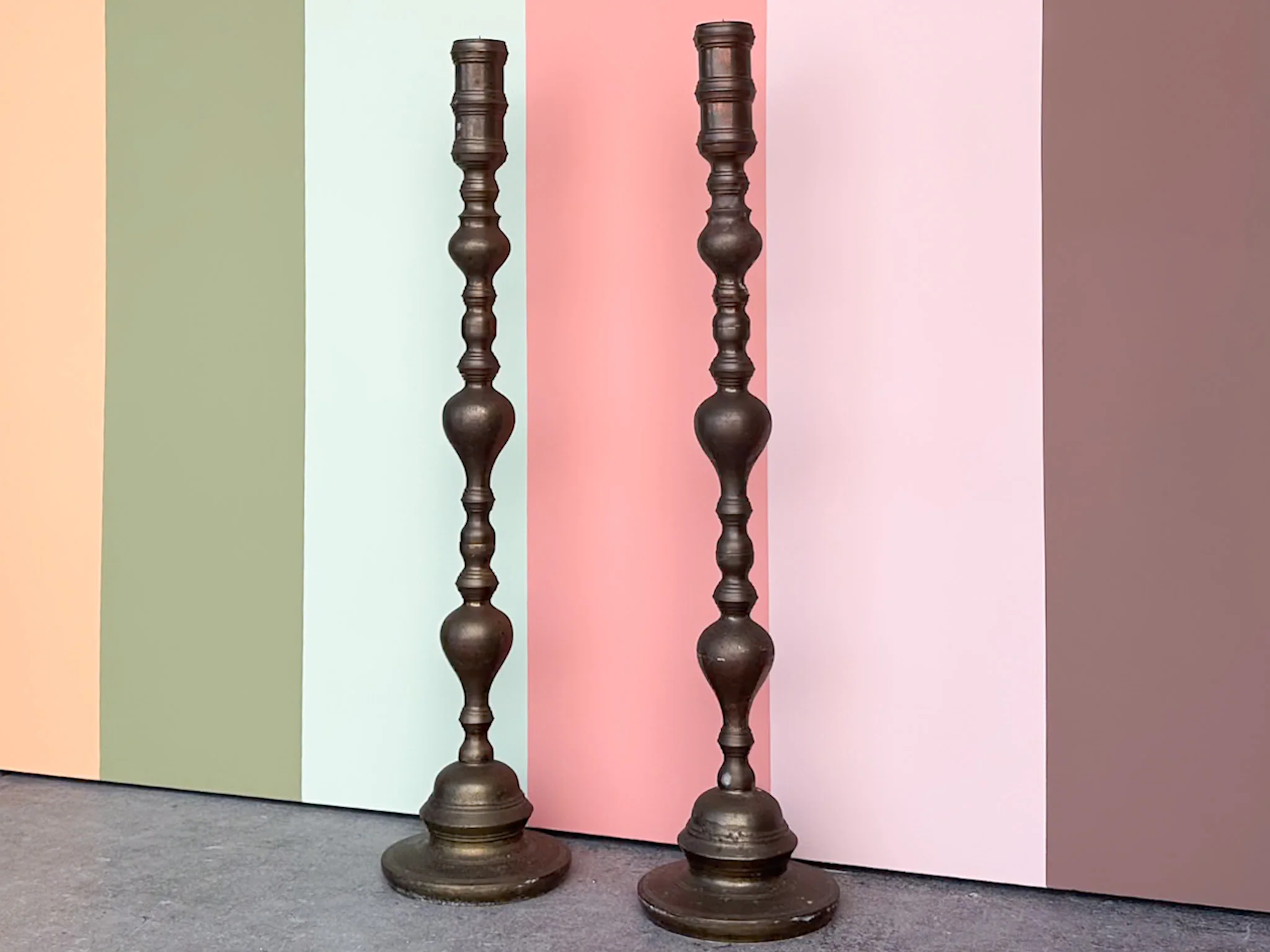 Pair of Large Brass Candlesticks - Image 2