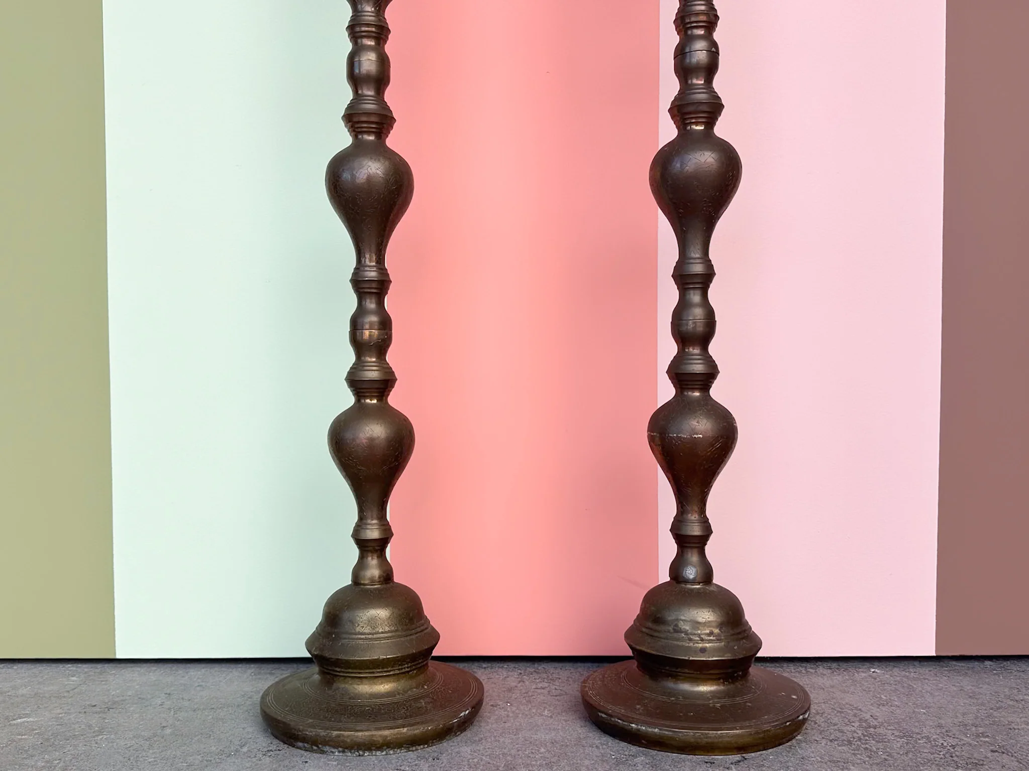 Pair of Large Brass Candlesticks - Image 4