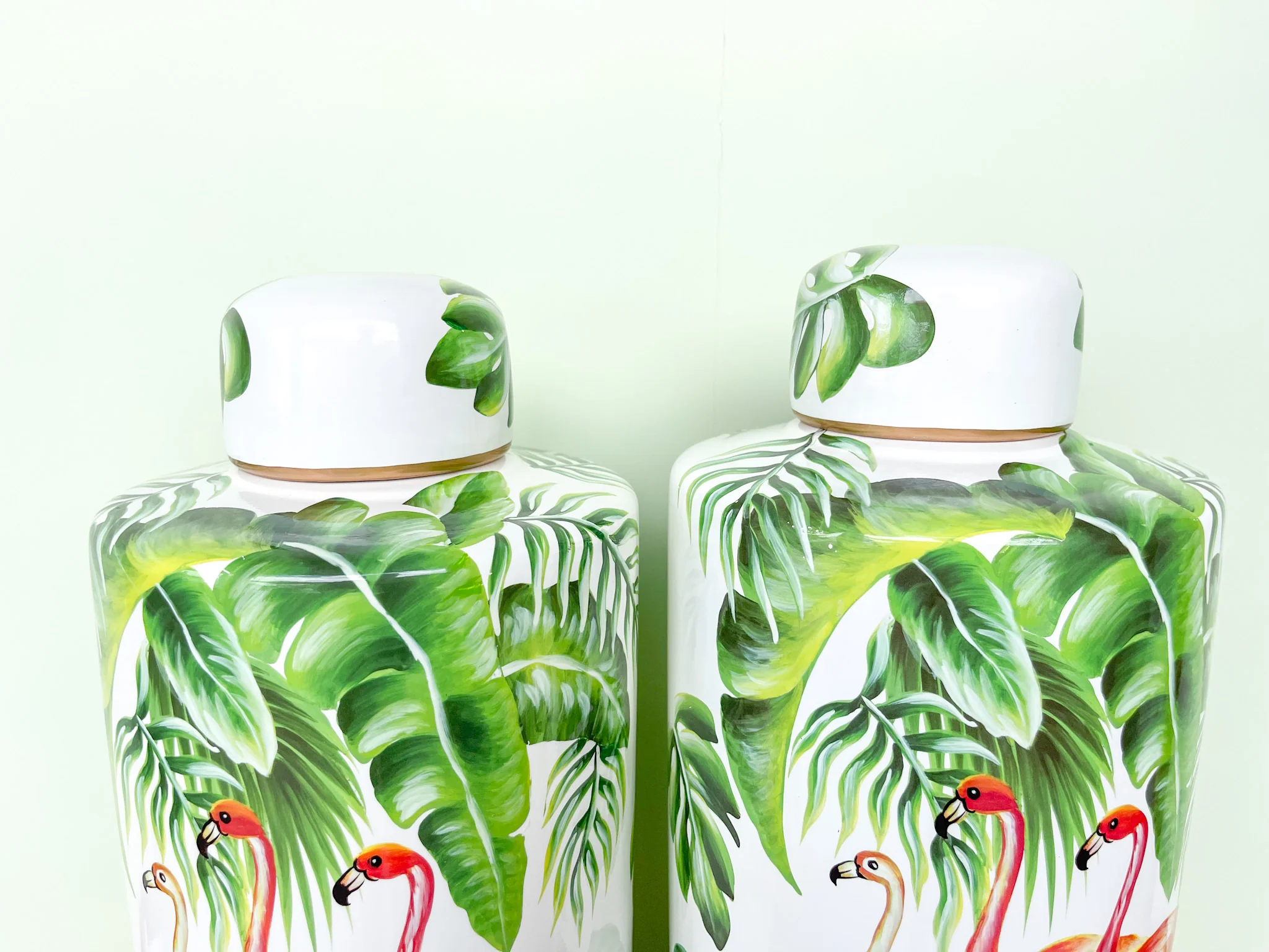 Pair of Large Flamingo Ginger Jars - Image 2