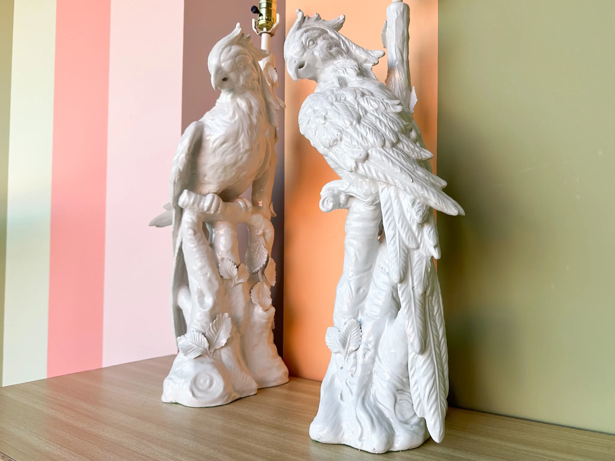 Pair of Large Porcelain Parrot Lamps - Image 15
