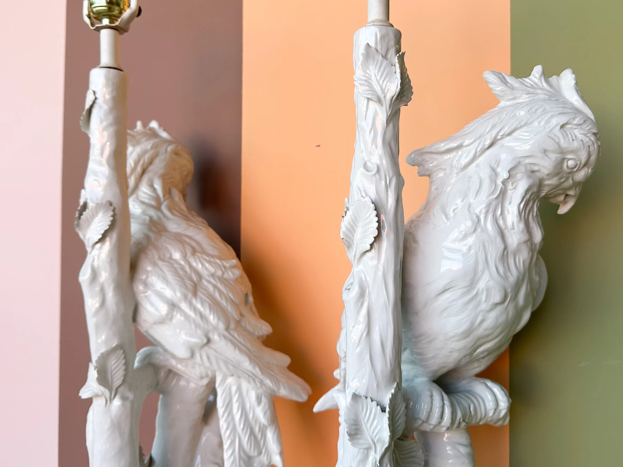 Pair of Large Porcelain Parrot Lamps - Image 7
