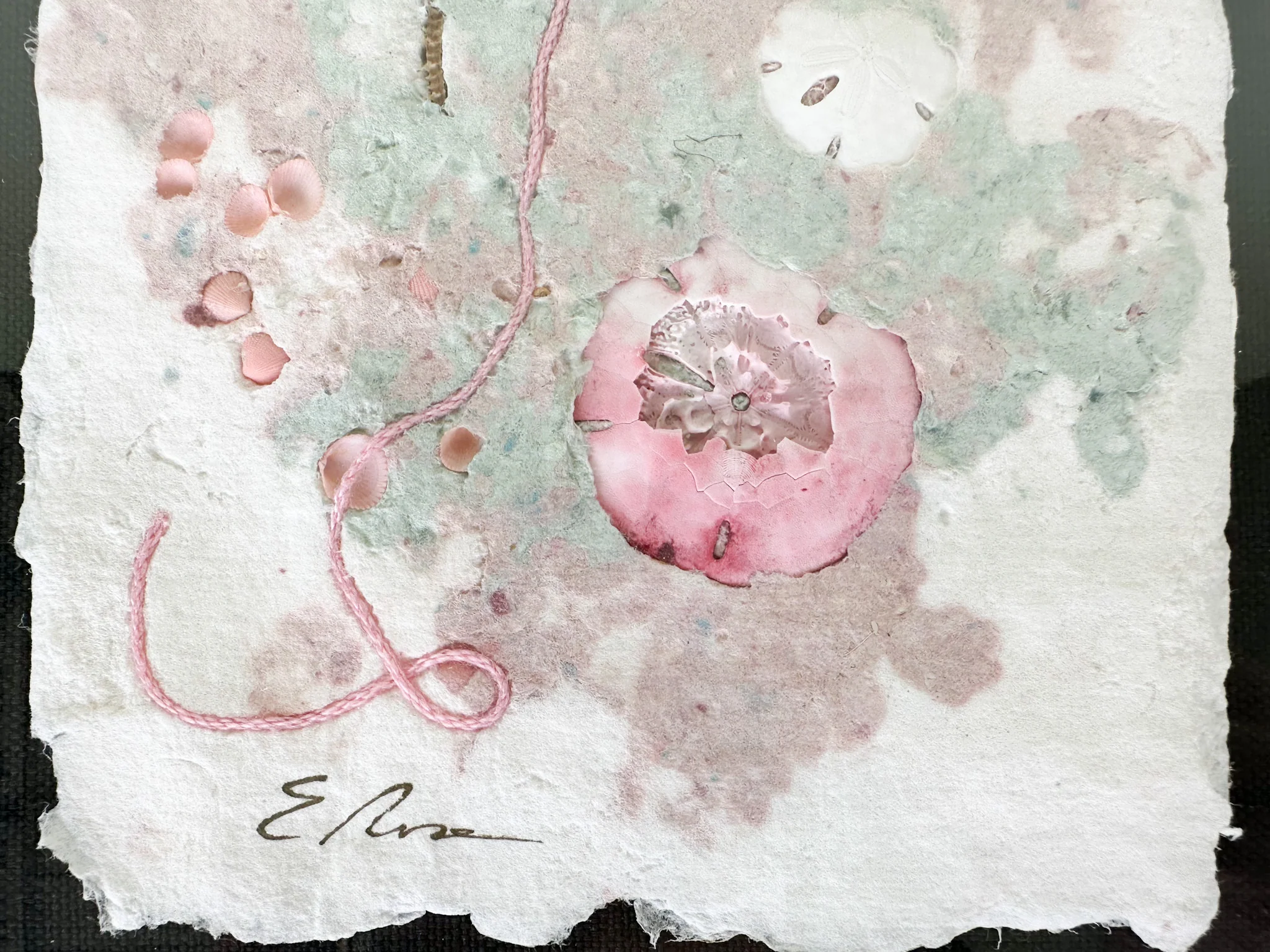 Pair of Linen and Shell Original Art - Image 7