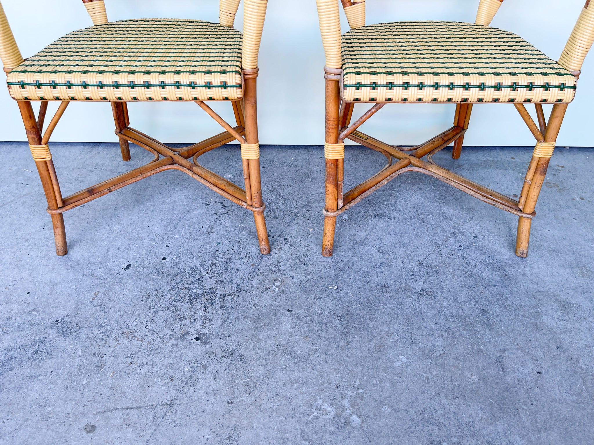 Pair of Maison Drucker Rattan Bistro Chairs - Image 5