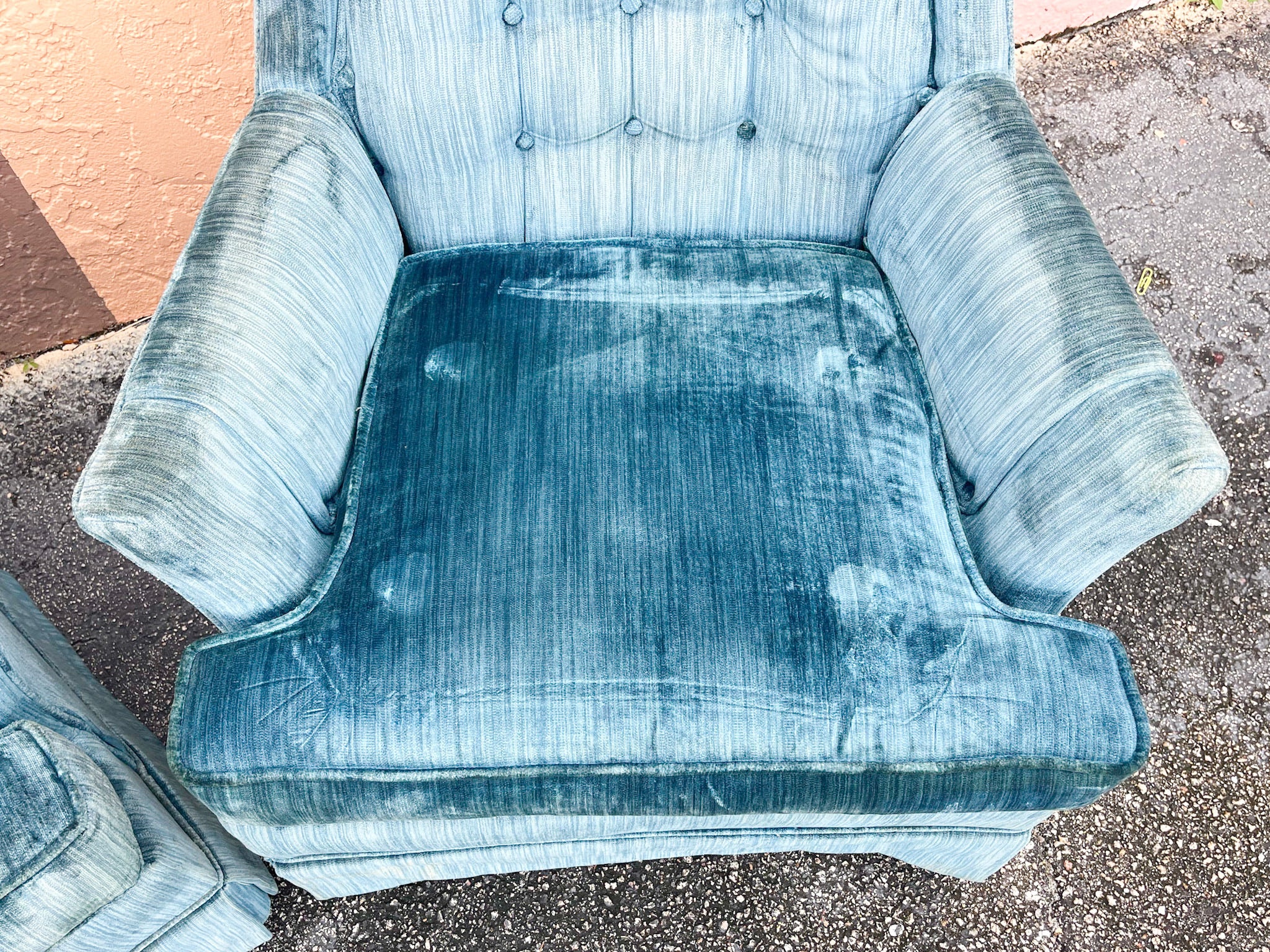 Pair of MCM Teal Upholstered Chairs - Image 7