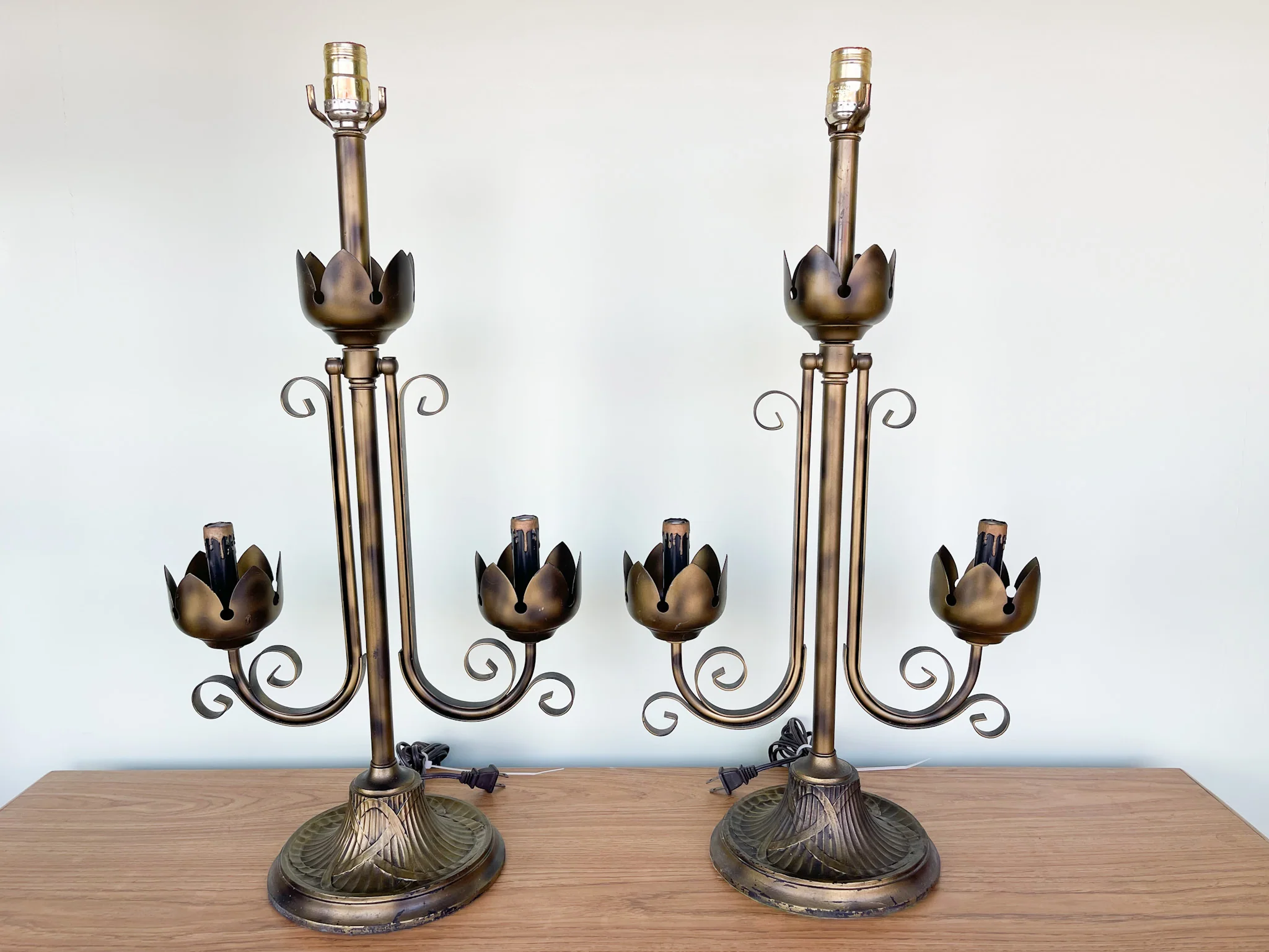 Pair of Metal Tulip Lamps
