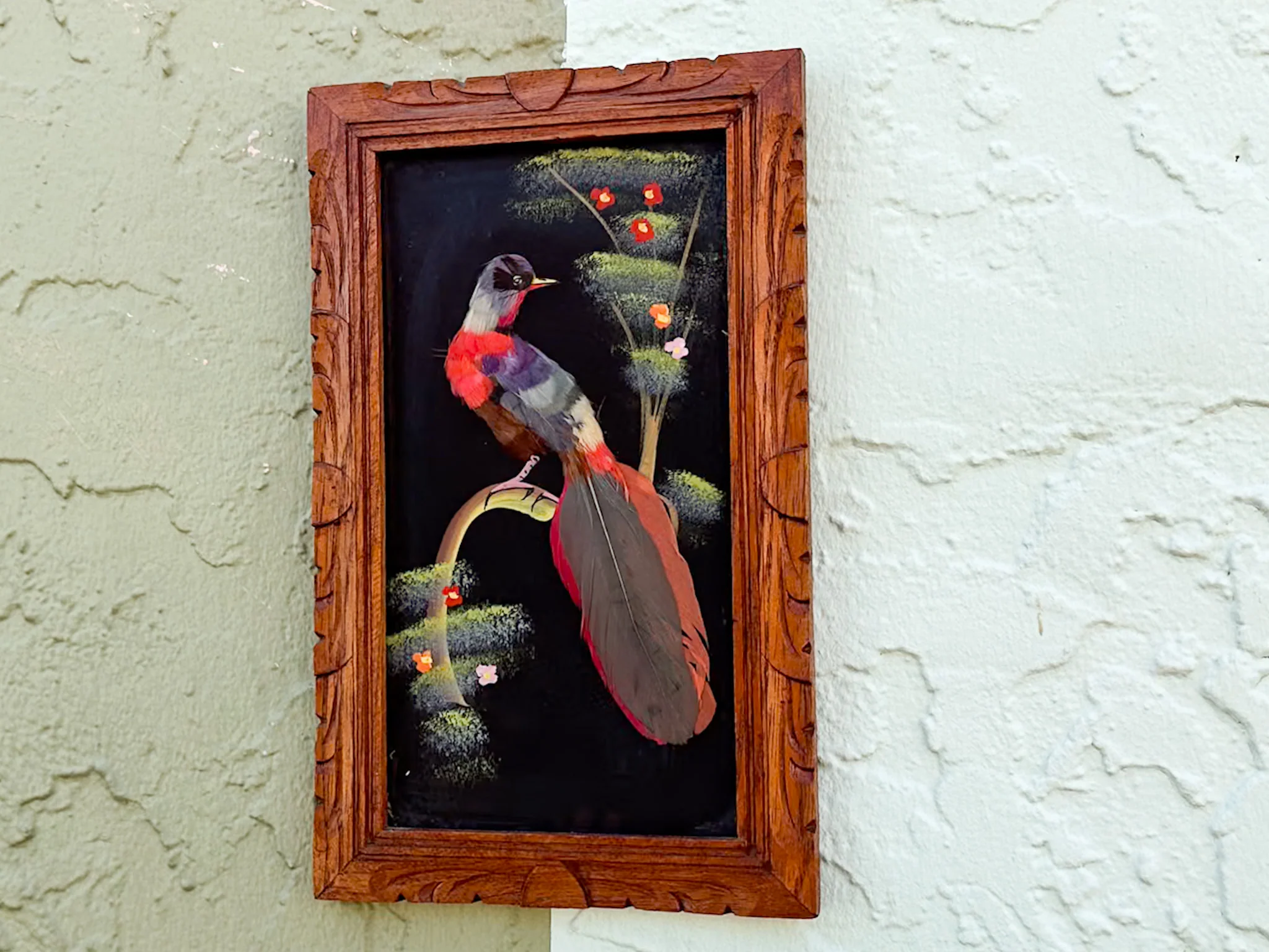 Pair of Mexican Feather Bird Art - Image 5