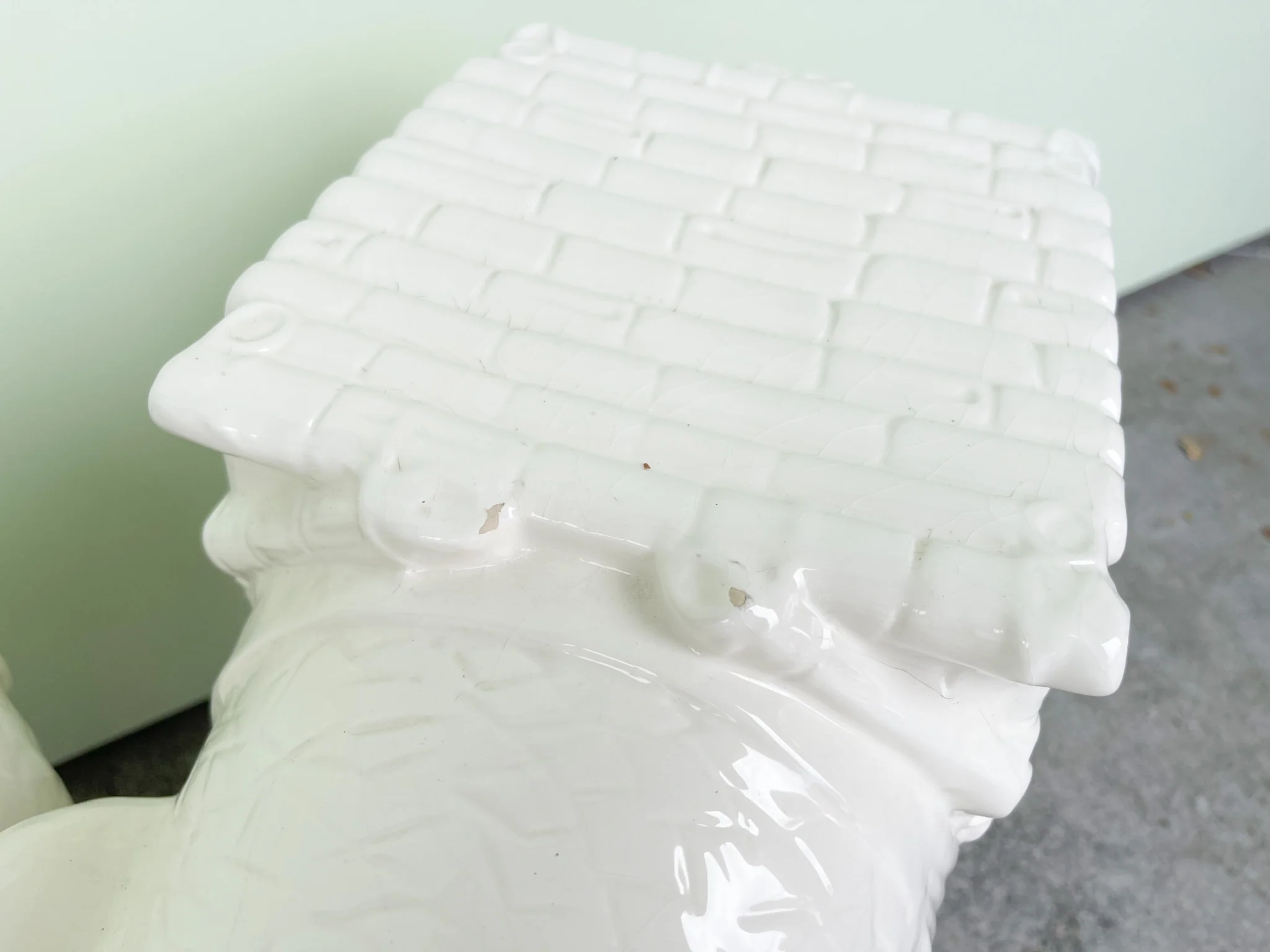Pair of Modern White Ceramic Elephant Garden Seats - Image 4