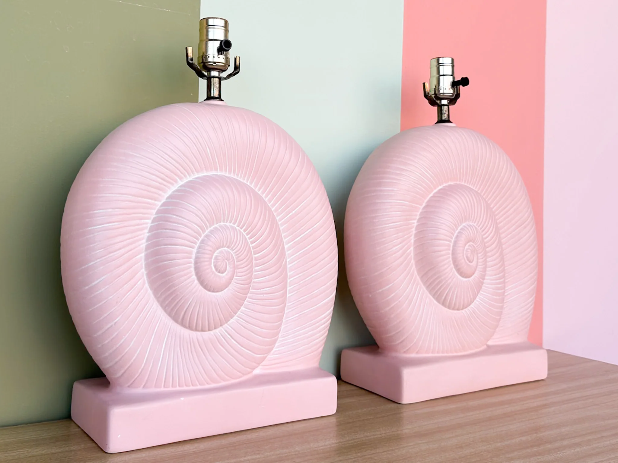 Pair of Pink Nautilus Lamps - Image 2