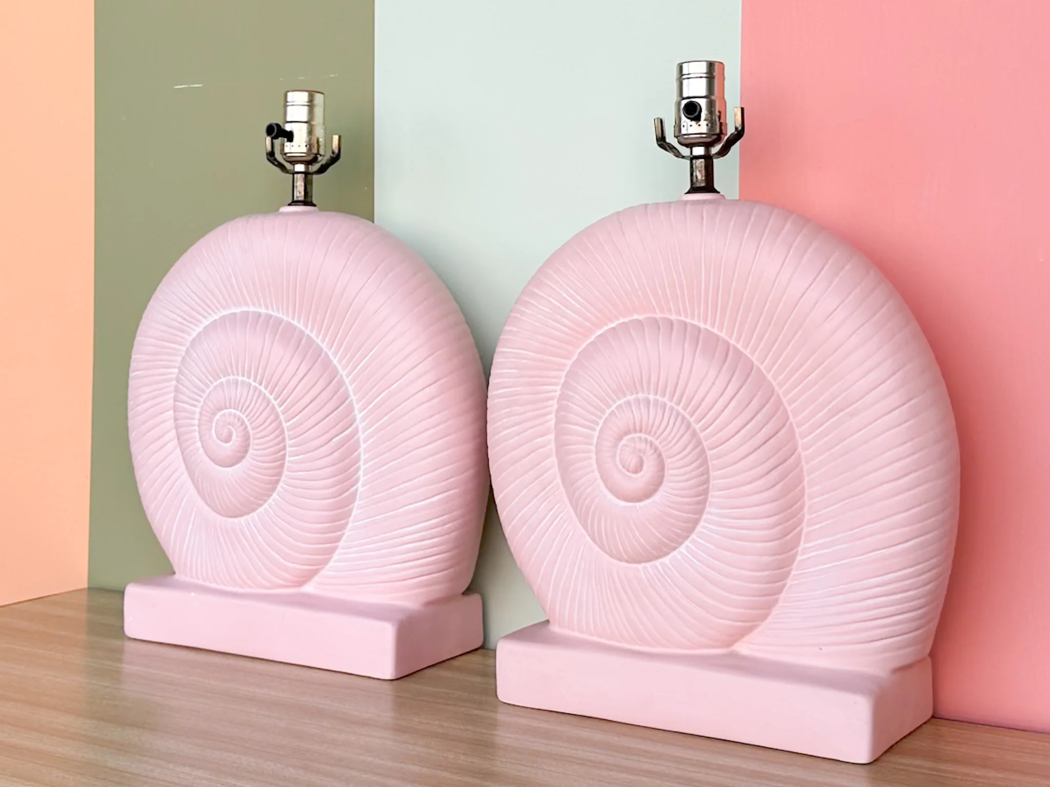 Pair of Pink Nautilus Lamps - Image 3