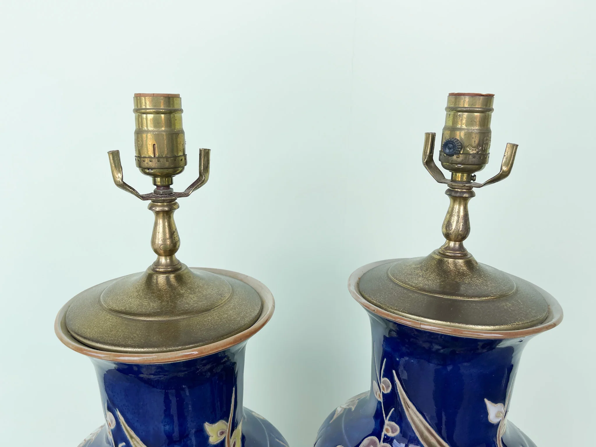 Pair of Navy Floral Lamps - Image 2