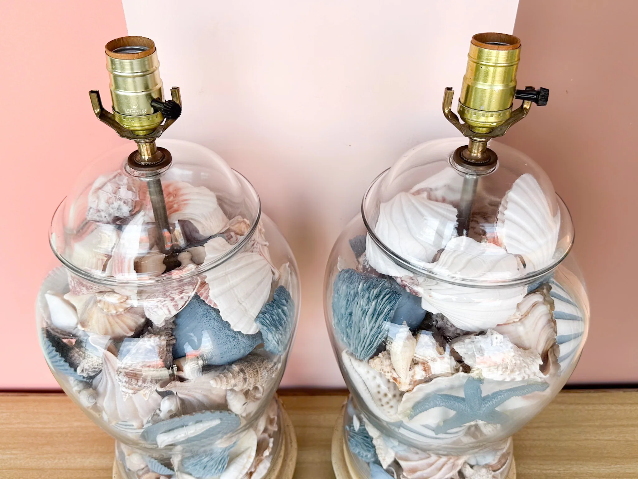 Pair of Ocean Blue Seashell Lamps - Image 2