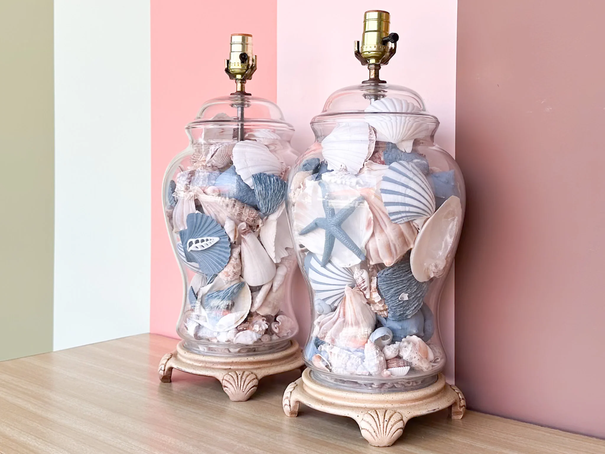 Pair of Ocean Blue Seashell Lamps - Image 3