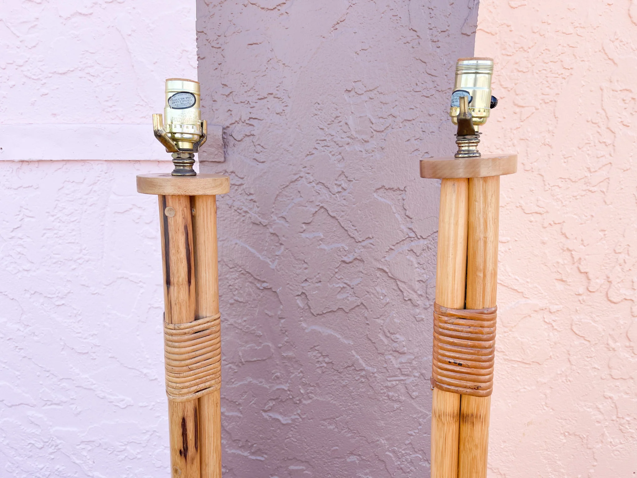 Pair of Old Florida Bamboo Floor Lamps - Image 3