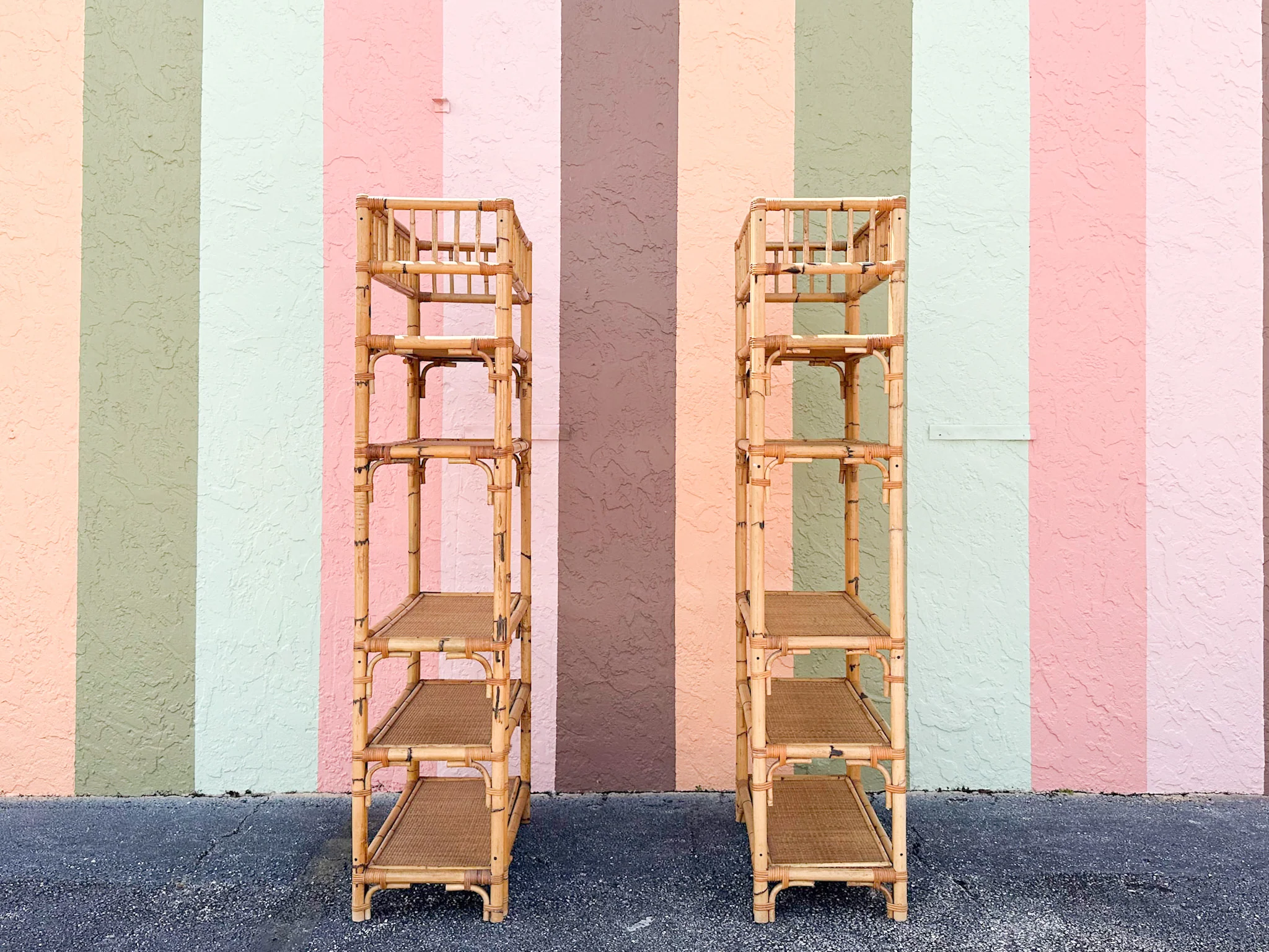 Pair of Old Florida Rattan Etageres - Image 10