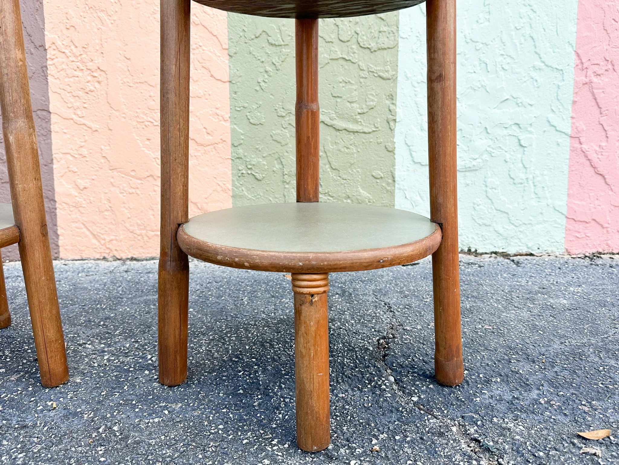 Pair of Old Florida Rattan Plant Stands - Image 6